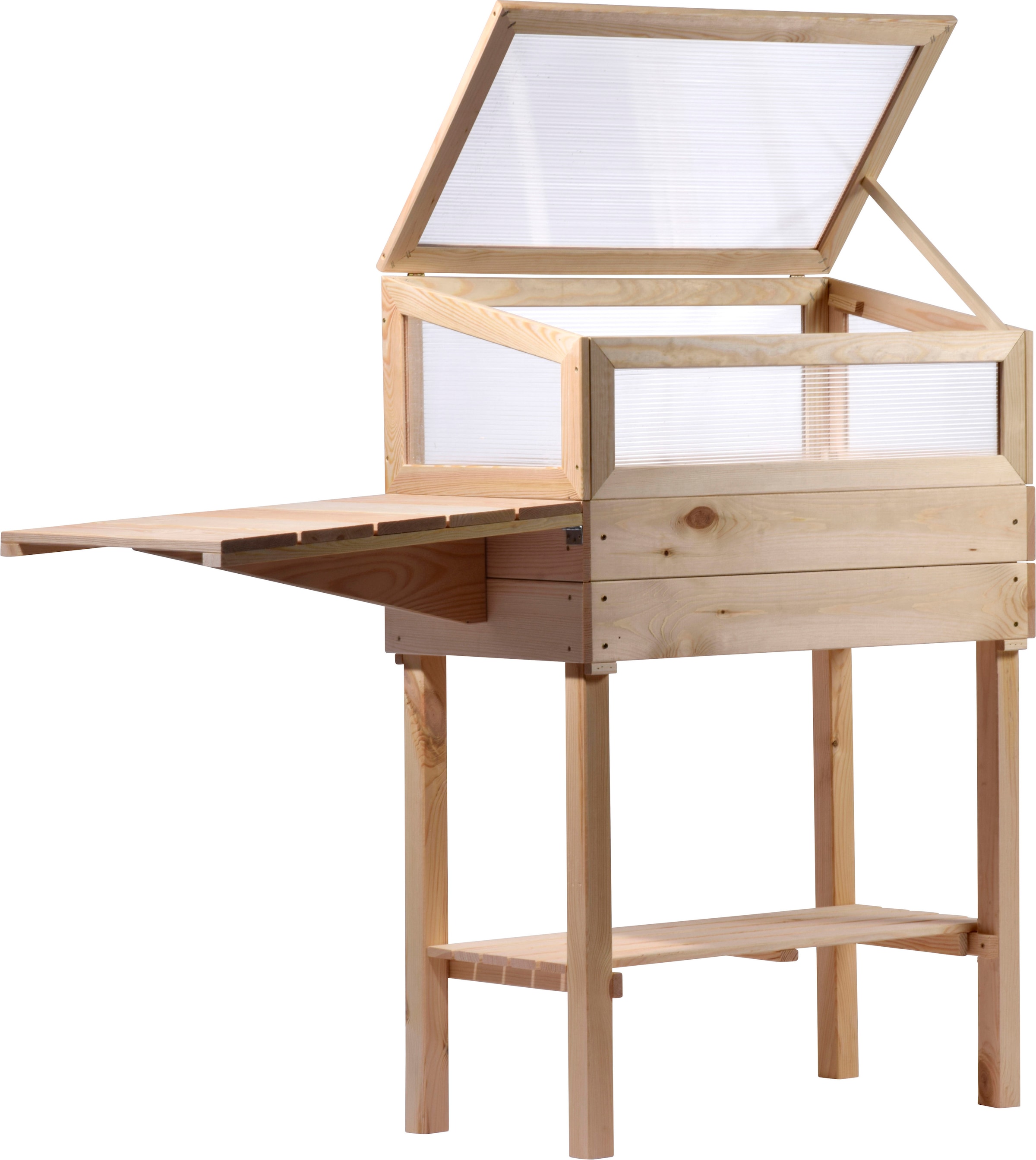 dobar Hochbeet erhöhtes Frühbeet mit Tisch & Haken, Gr. M, Kiefer