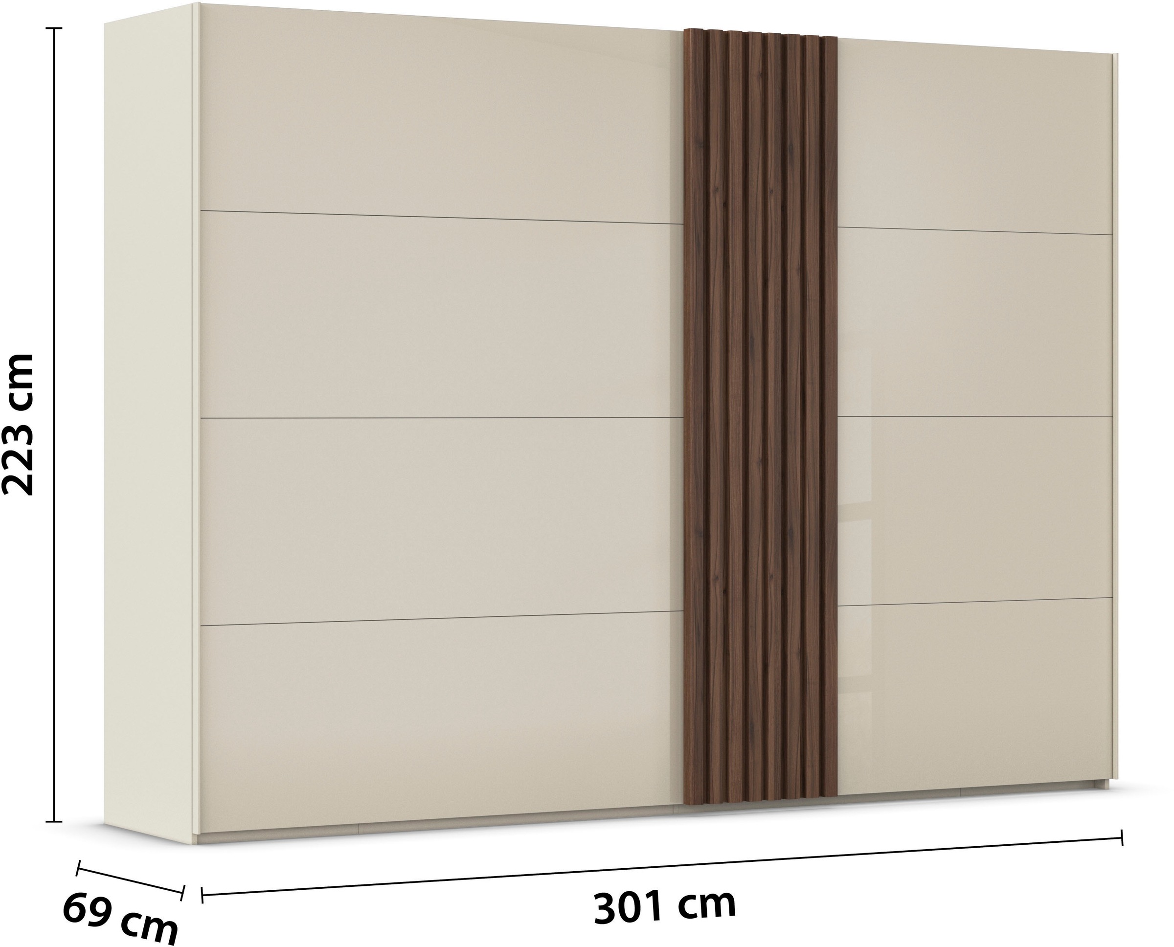 rauch Schwebetürenschrank »Kleiderschrank Schrank Garderobe Wäscheschrank TEGIO«, mit hochwertigen Holzdekoraufleistung und Glasfront MADE IN GERMANY
