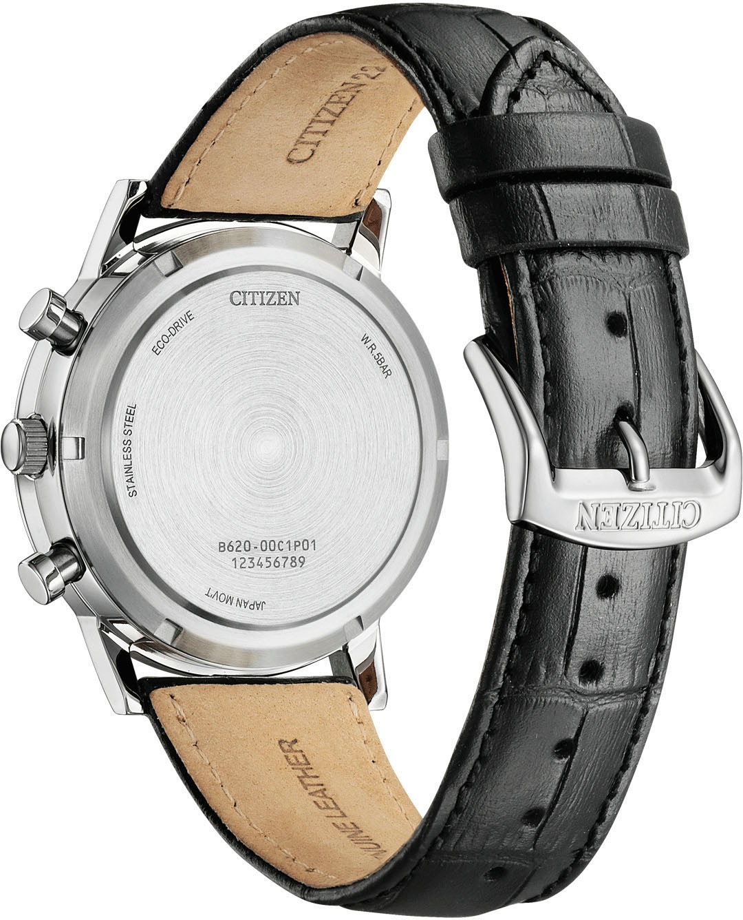 Citizen Chronograph, Armbanduhr, Solar, Herrenuhr, Lederarmband, analog, Tag, Stoppfunktion