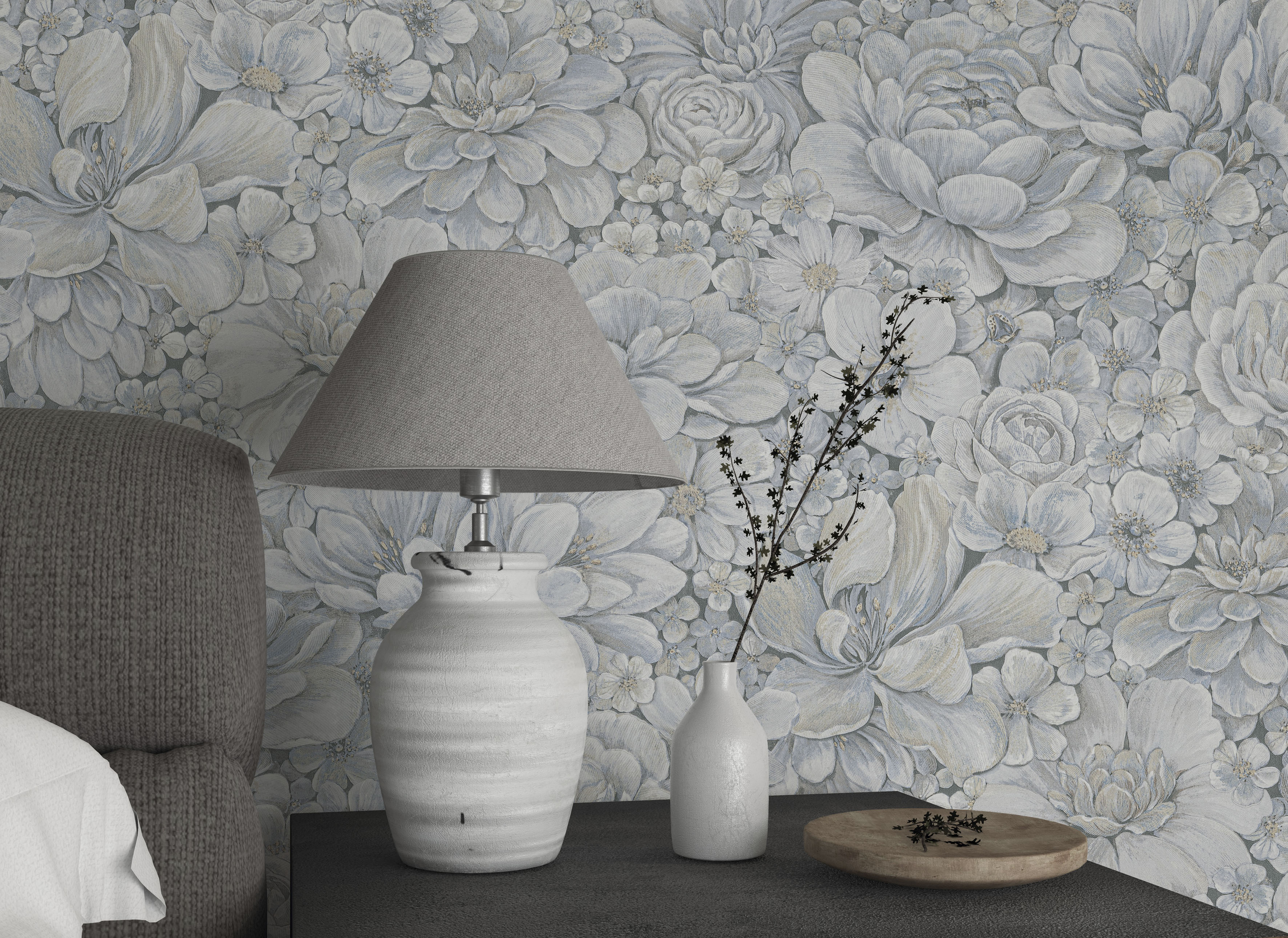 Marburg Vliestapete "Flower" Matt Geprägt Blattmotiv Moderne Tapete Für Wohnzimmer Schlafzimmer Küche