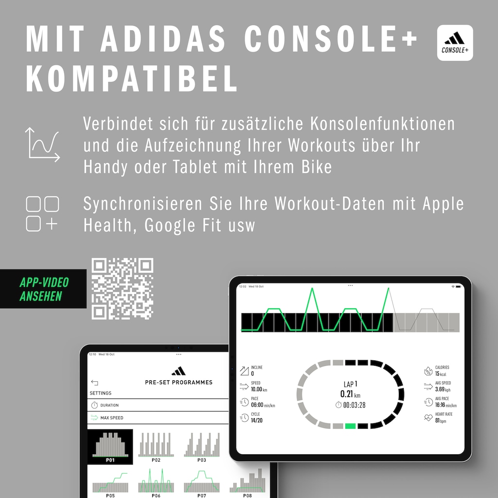 adidas Performance Ergometer »C-24c«, mit Tablet-Halterung, LED-Display, mit Bluetooth und App-Funktion