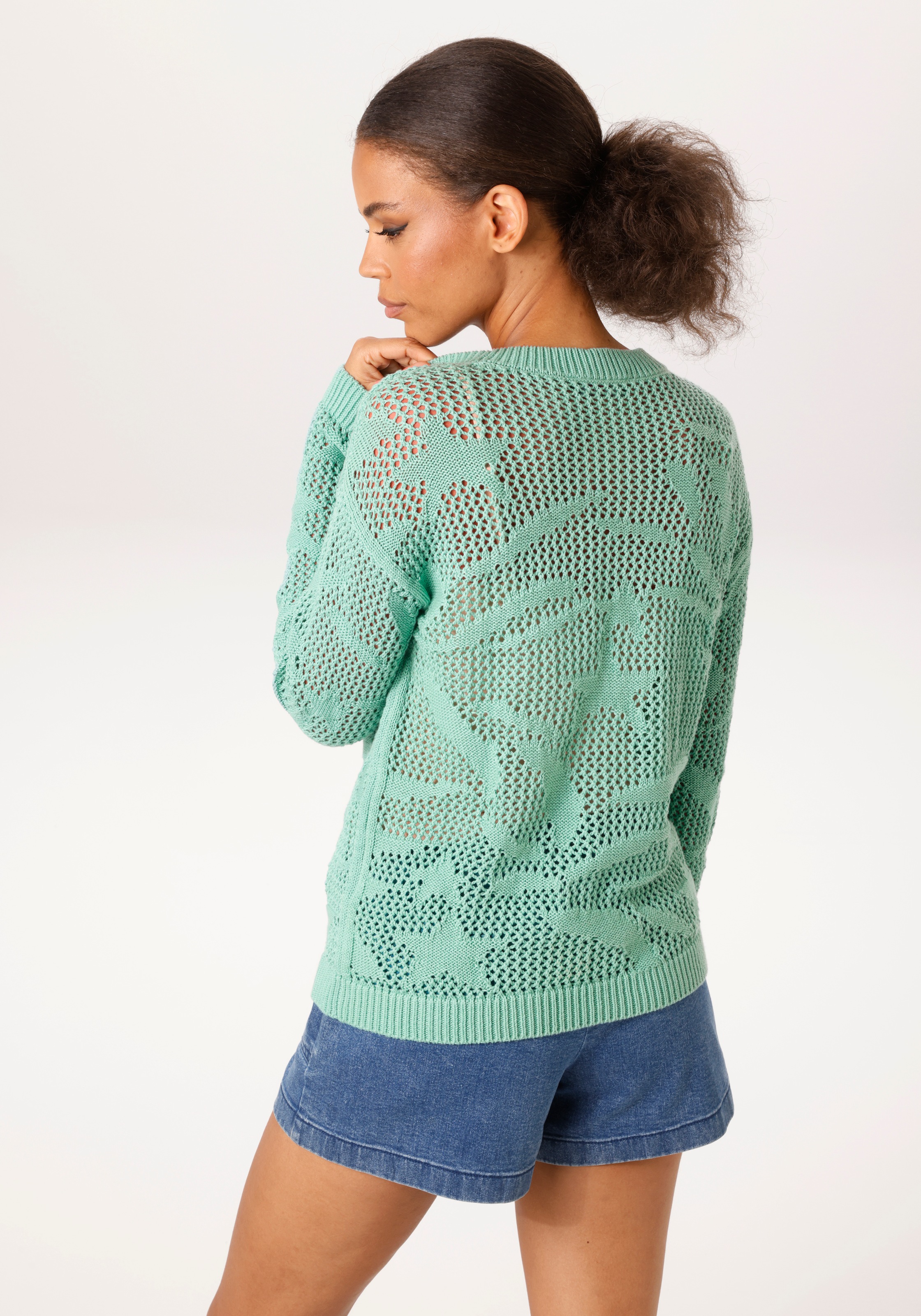 Aniston CASUAL Strickpullover im trendigen Ajour-Muster mit eingestrickten günstig online kaufen