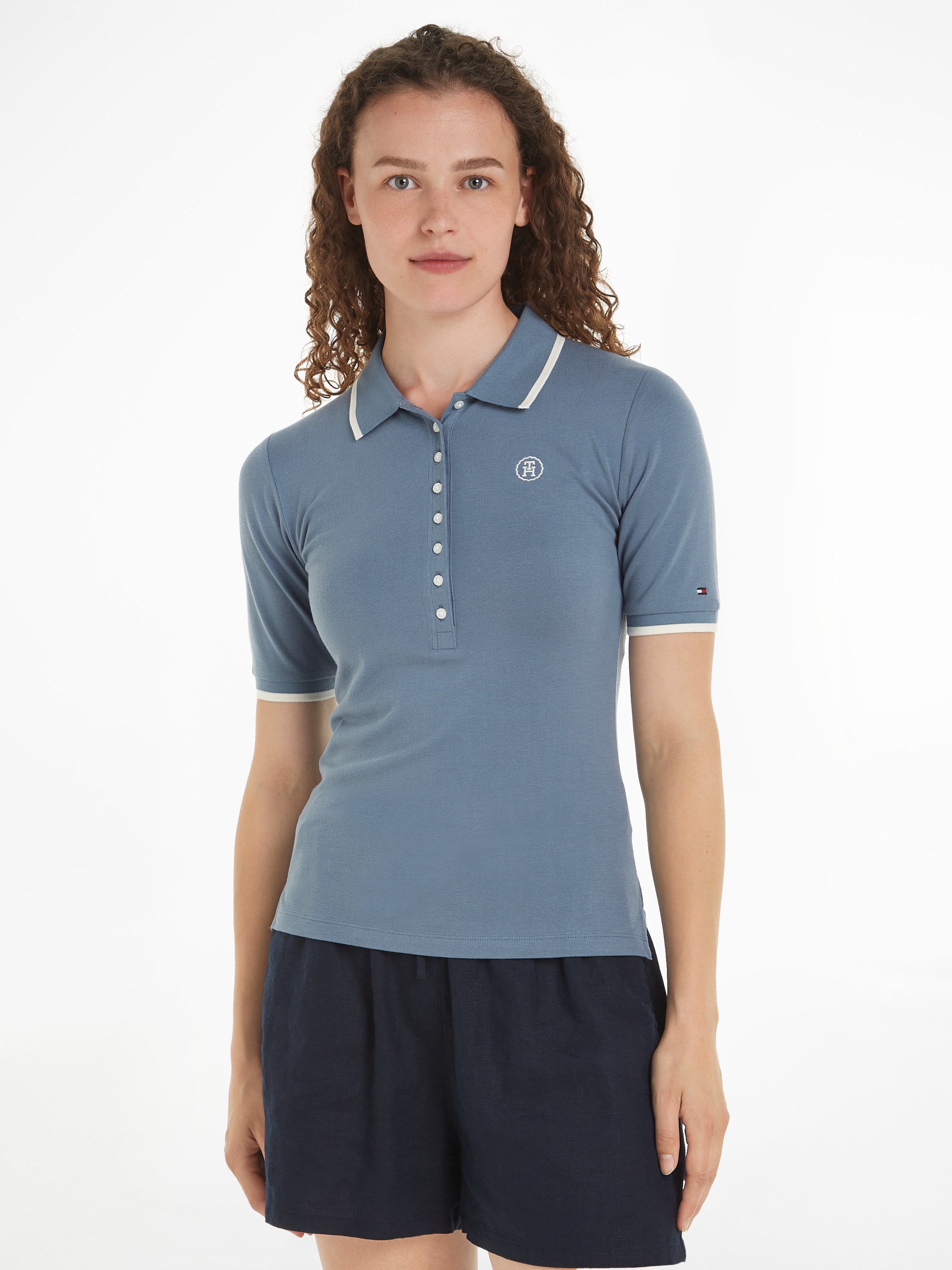 Tommy Hilfiger Poloshirt "SLIM SMD TIPPING LYOCELL POLO SS", mit kontrastfa günstig online kaufen