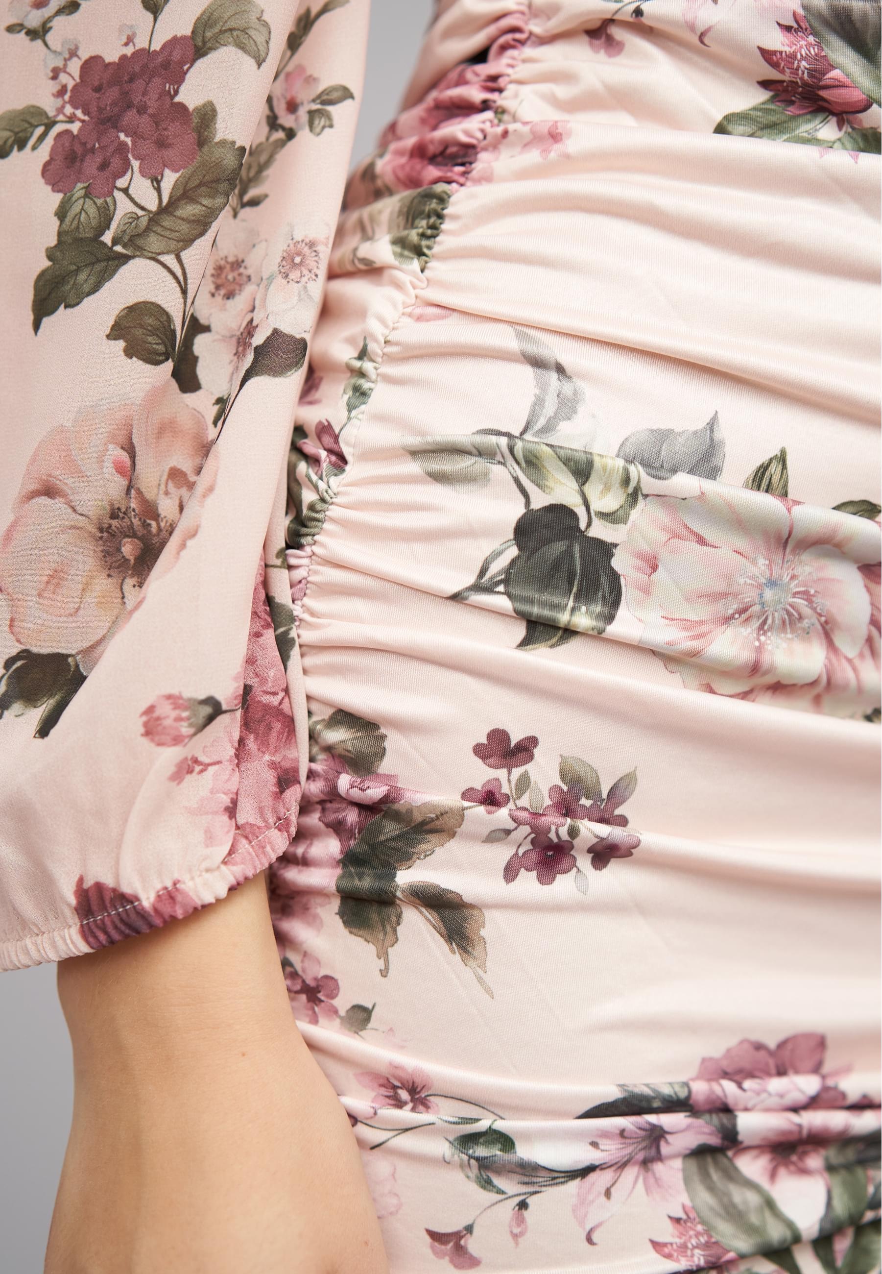 CLOUD 5IVE Shirtkleid »CLOUD 5IVE Rüschen Kleid mit Blumenprint & Raffung« 1 Stk. tlg.