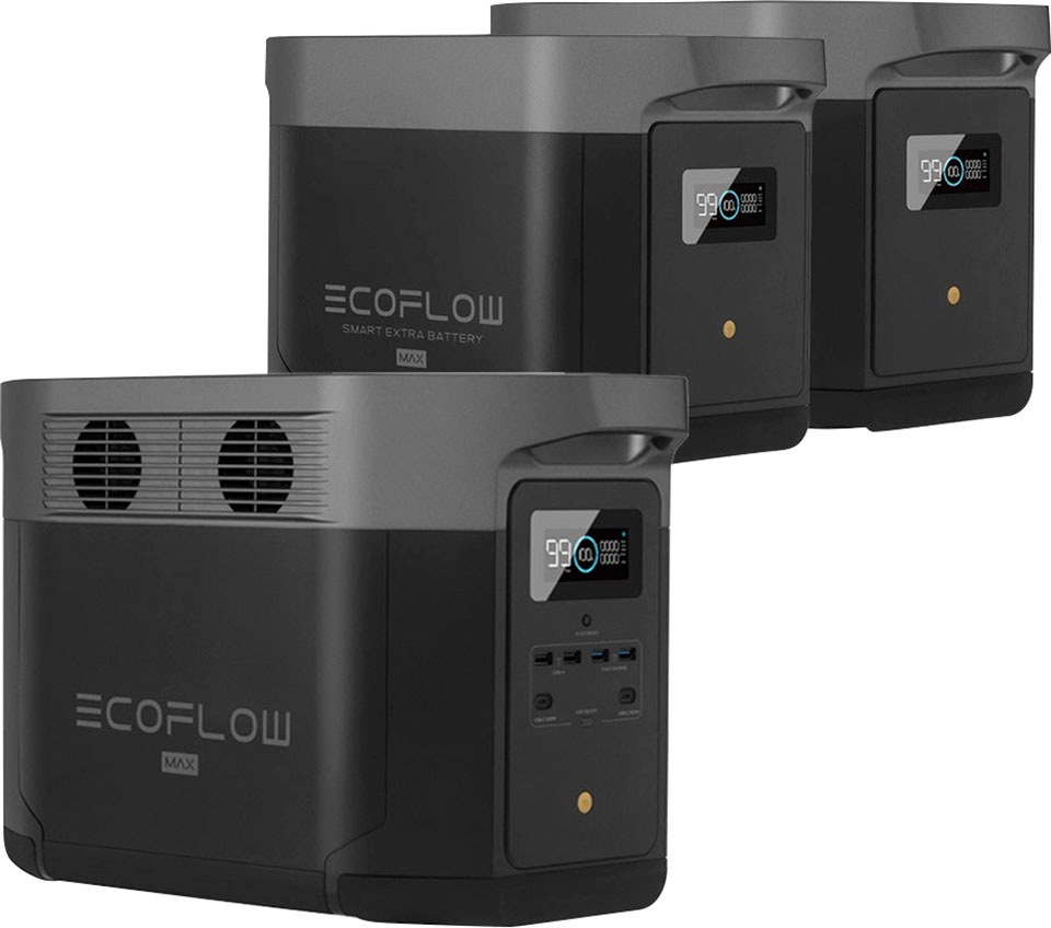 Ecoflow Solaranlage »Delta Max 1600 + 180W FSP-2 Offgridtec® Faltbares Solarmodul«, (Spar-Set), mit 2x Delta Max Erweiterungsakku 2016Wh, Plug and play