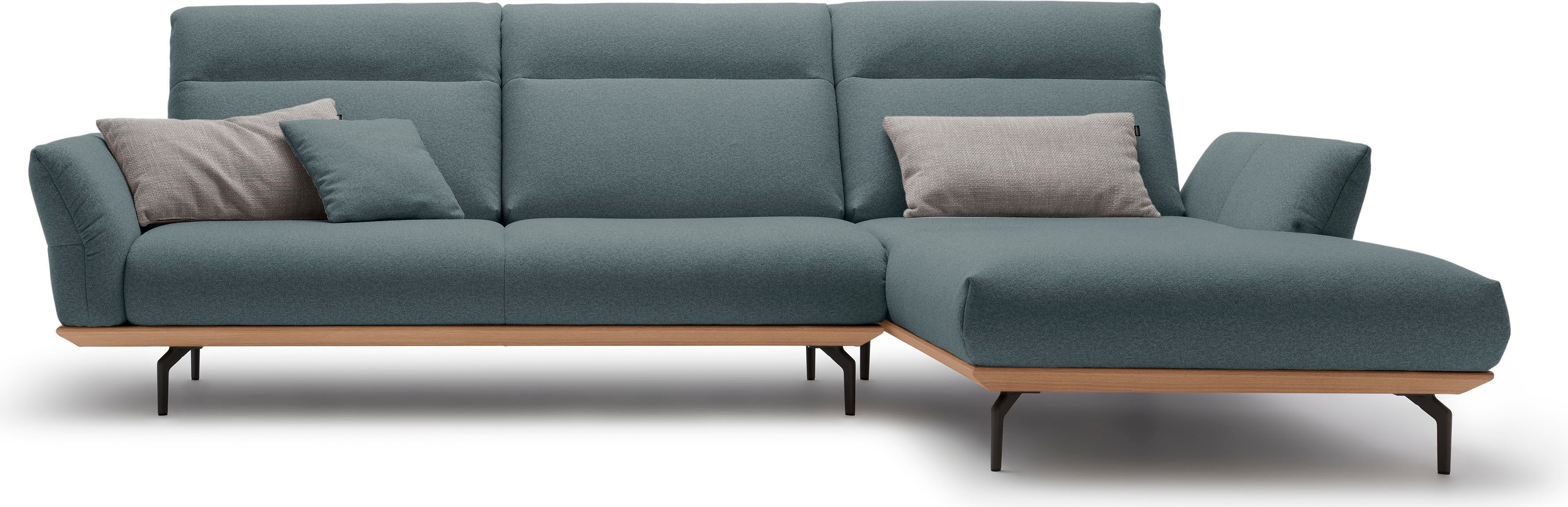 Creation BY ROLF BENZ Ecksofa "CR.460 Design-Sofa, verstellbare Rückenlehne, L-Form" Sockel in Eiche, Winkelfüße in Umbragrau, Breite 318 cm