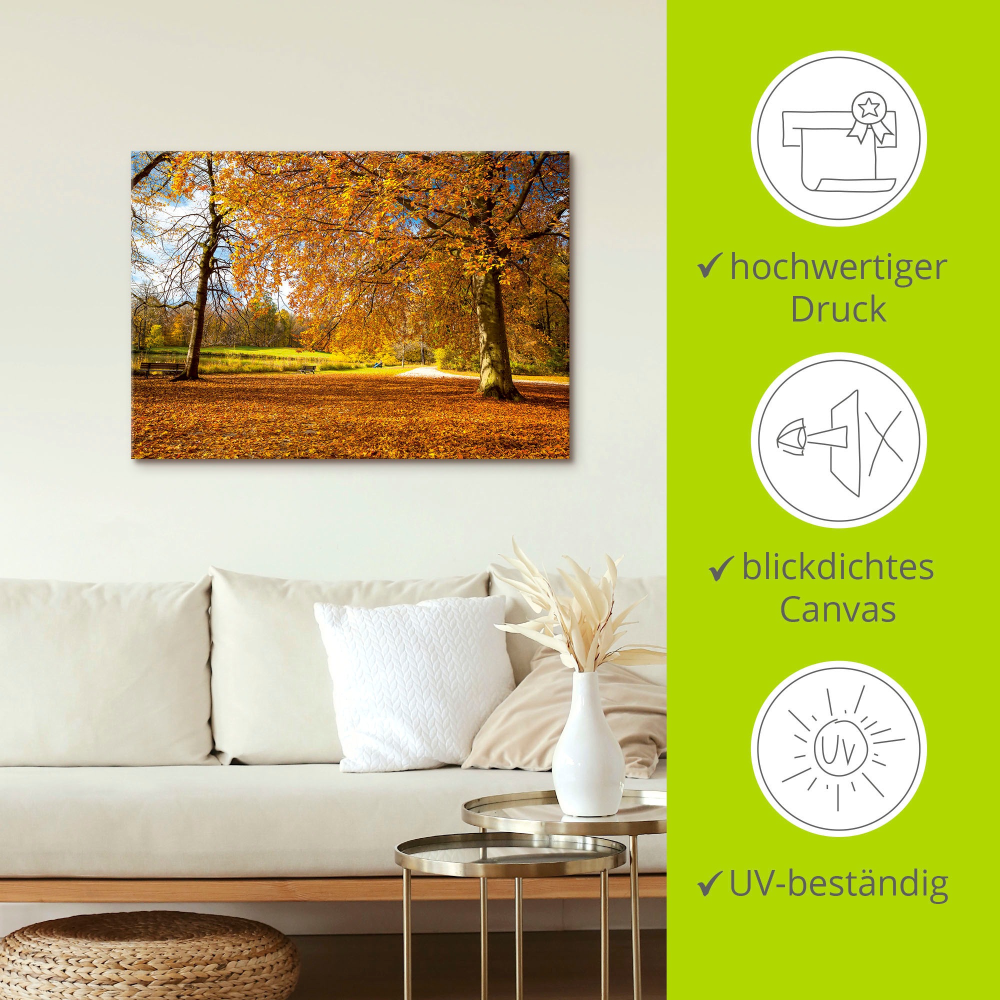 Artland Wandbild »Herbst bei Schlosses Nymphenburg«, Wiesen & Bäume, (1 St.), als Leinwandbild, Poster in verschied. Größen