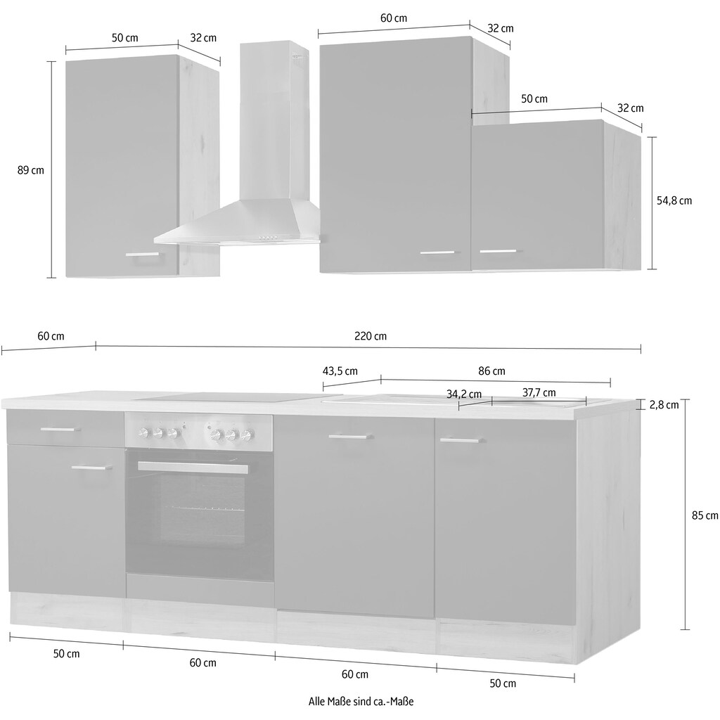Flex-Well Küche »Morena«, Breite 220 cm, mit und ohne E-Geräte