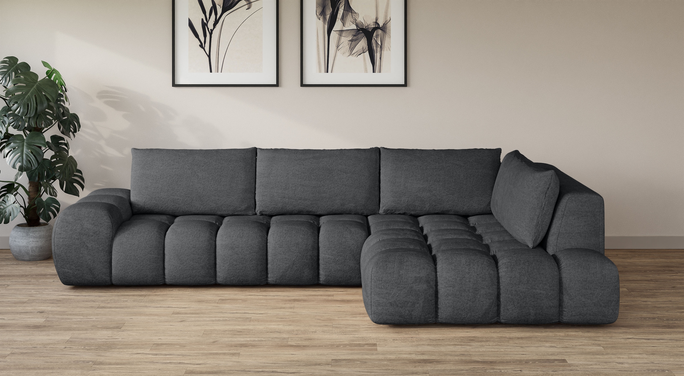 OTTO home Ecksofa "AZITA L-Form, XXL 352 cm Designsofa in Bubble-Opitk" los günstig online kaufen