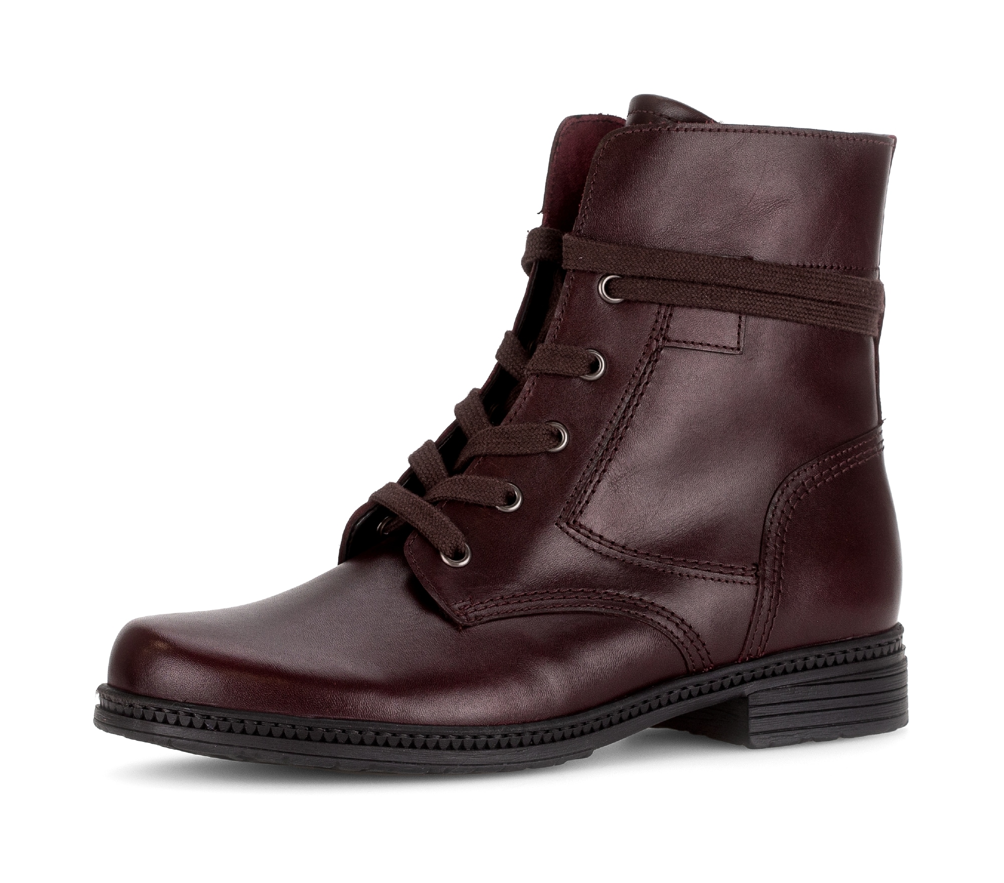 Schnürstiefelette GABOR, Damen, Gr. 37, bordeaux, Kalbsleder, unifarben, Schuhe Schnürstiefelette, Schnürboots, Businessschuh mit Blockabsatz