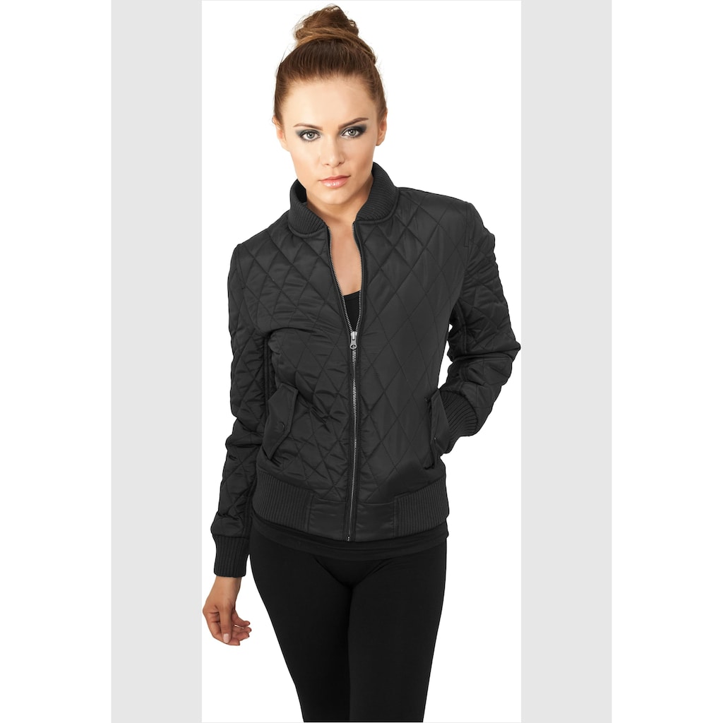 URBAN CLASSICS Allwetterjacke »Urban Classics Damen Ladies Diamond Quilt Nylon Jacket«, (1 St.), ohne Kapuze