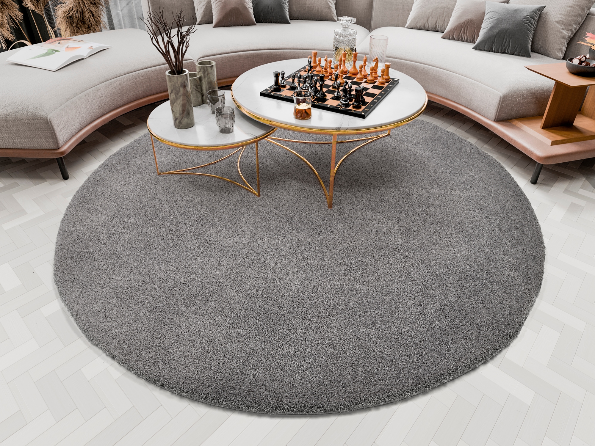 OCI DIE TEPPICHMARKE Hochflor-Teppich "Soft Dream" rund 30 mm Höhe weich durch Microfaser, Shaggy, Langflor, Wohnzimmer
