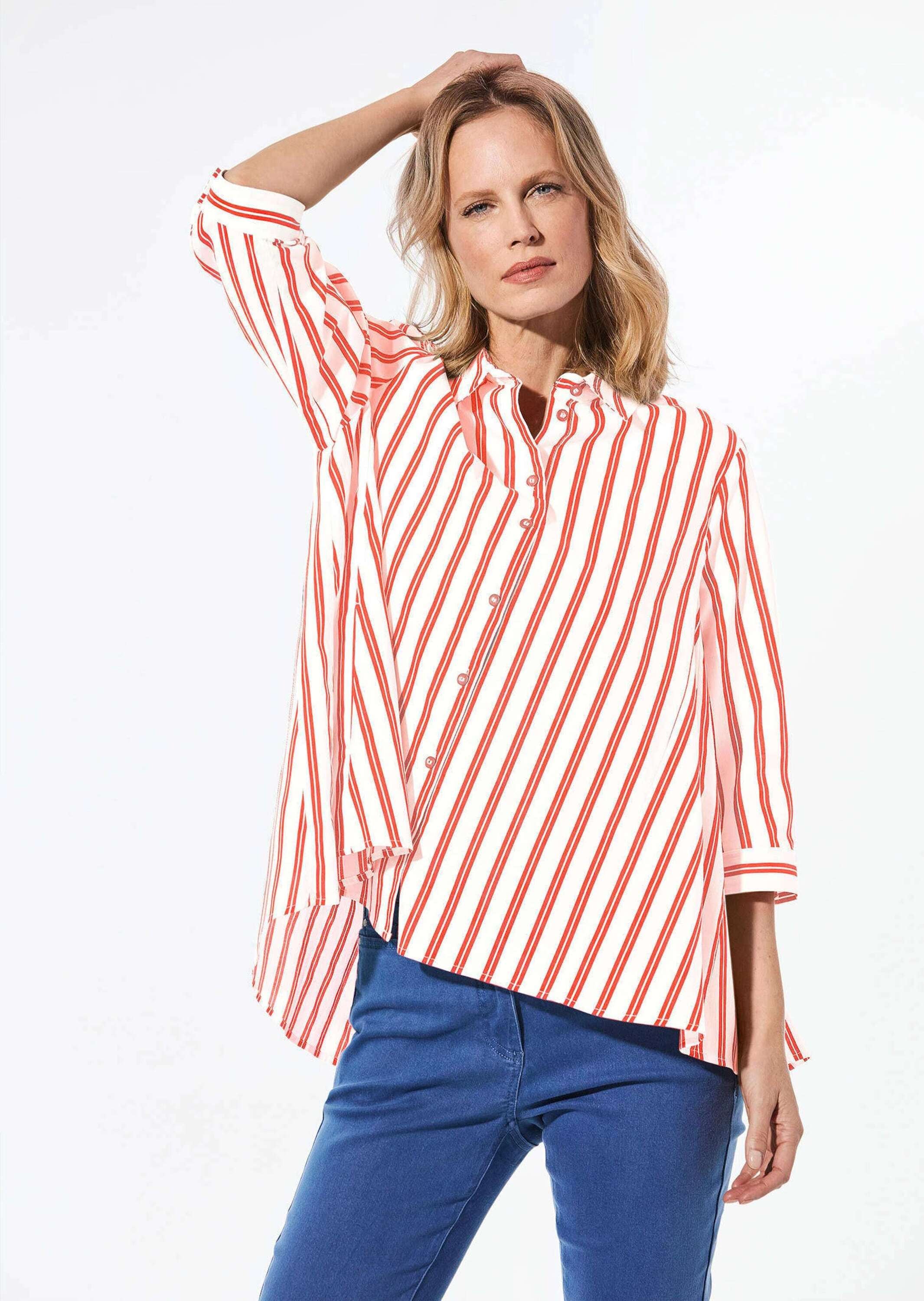 GOLDNER Kurzarmbluse »Bluse Schlichte Baumwoll-Bluse mit 3/4-Arm«