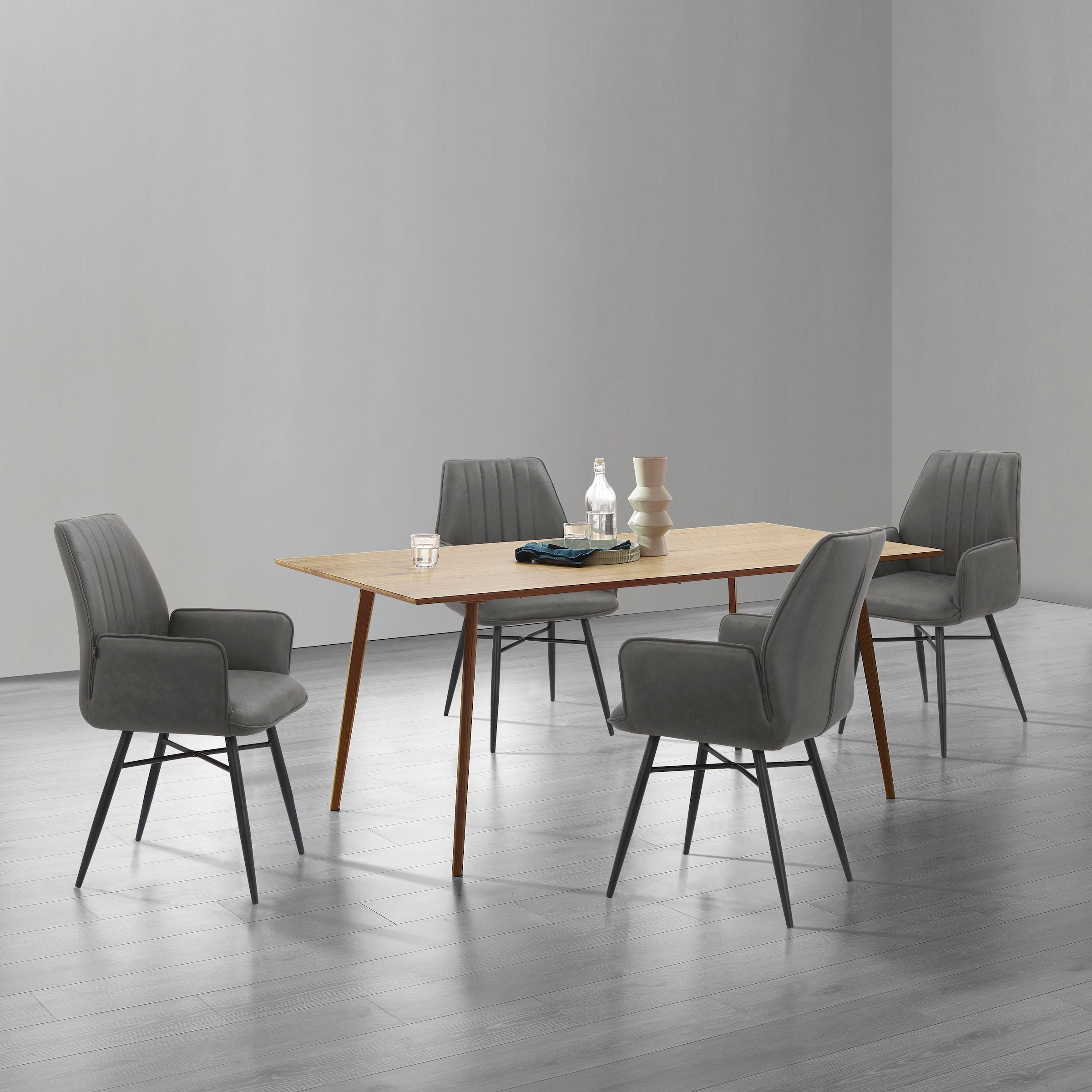 Leonique Esszimmerstuhl »Hrodwyn«, 2 St., Microfaser, Sitz gepolstert, mit horizontale Nähten am Rücken, Sitzhöhe 52 cm