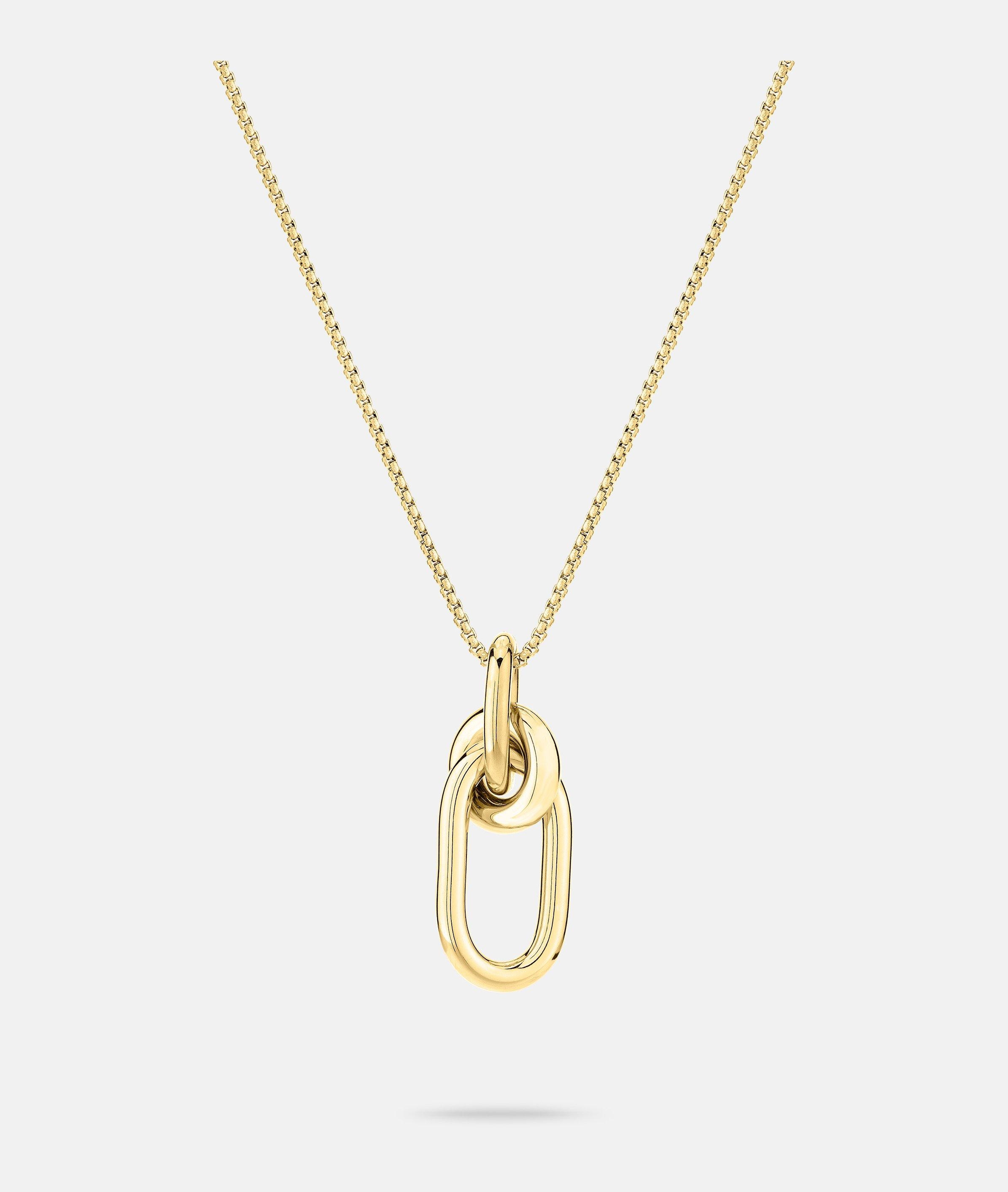 Kette mit Anhänger LIEBESKIND BERLIN "Schmuck Geschenk Edelstahl Halskette Modern Knot Knoten", gold (gelbgoldfarben), Halsketten, Damen, Edelstahl, L: 47 B: 2mm, B:2mm