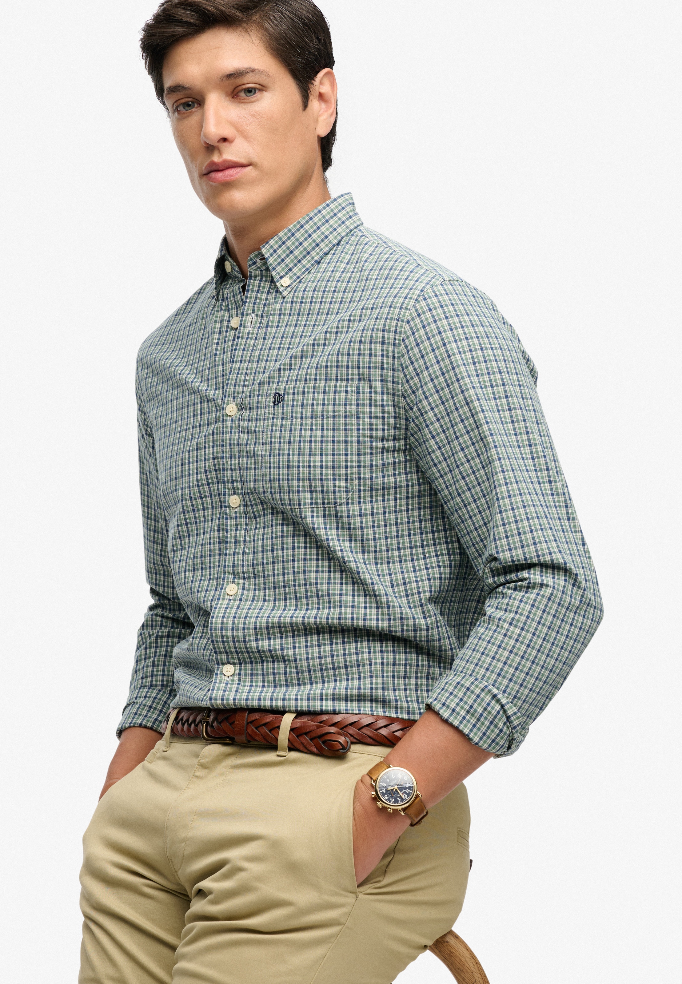 Superdry Langarmhemd »PREPPY POPLIN L/S SHIRT« kariertes Design, mit Knopfleiste, Regular Fit