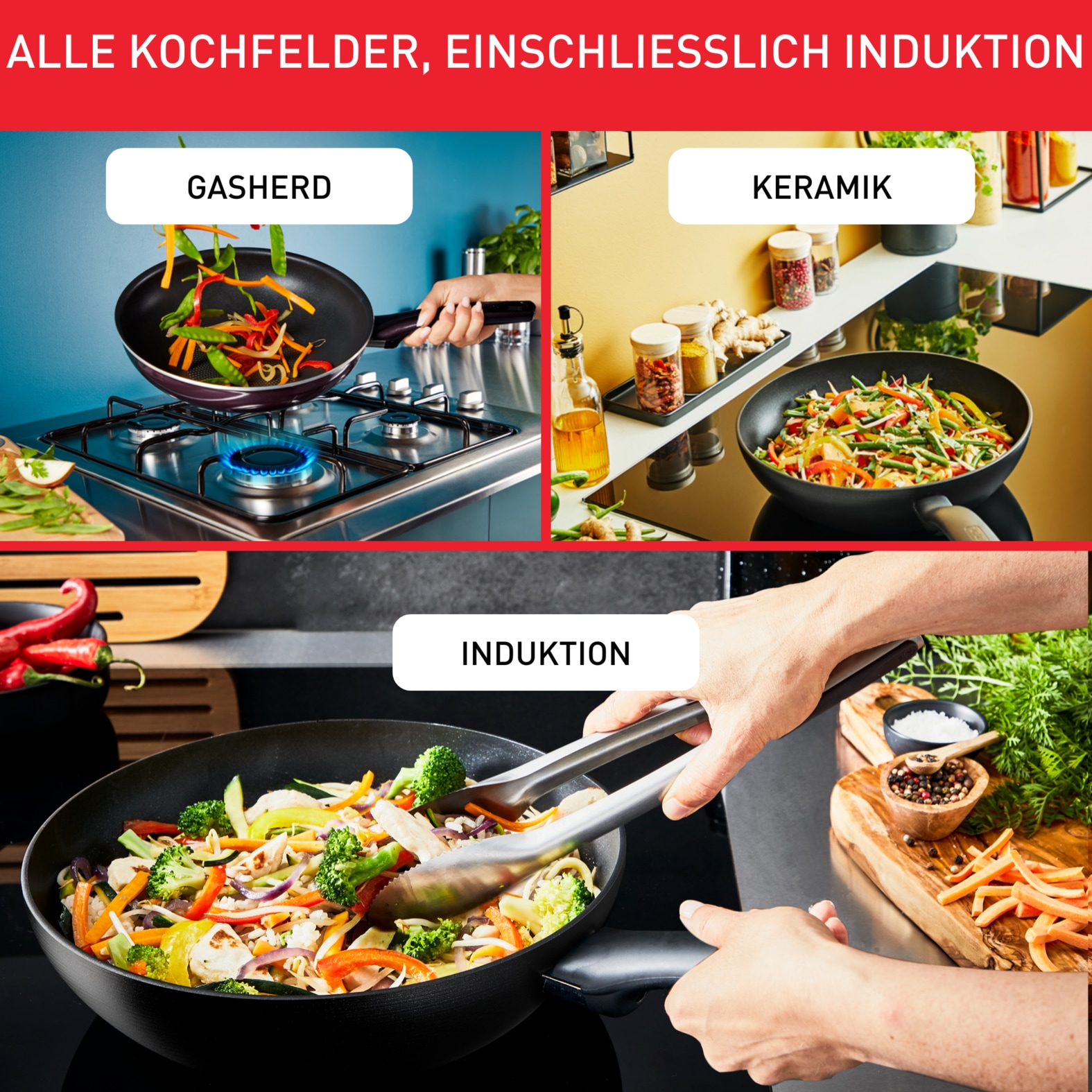 Tefal Pfannen-Set »Healthy Chef« Aluminium Set, je 1 Pfanne Ø 24 und 28 cm, 2 Stk. tlg. Mineralia+ Antihaftversiegelung, Thermo-Signal, Induktion