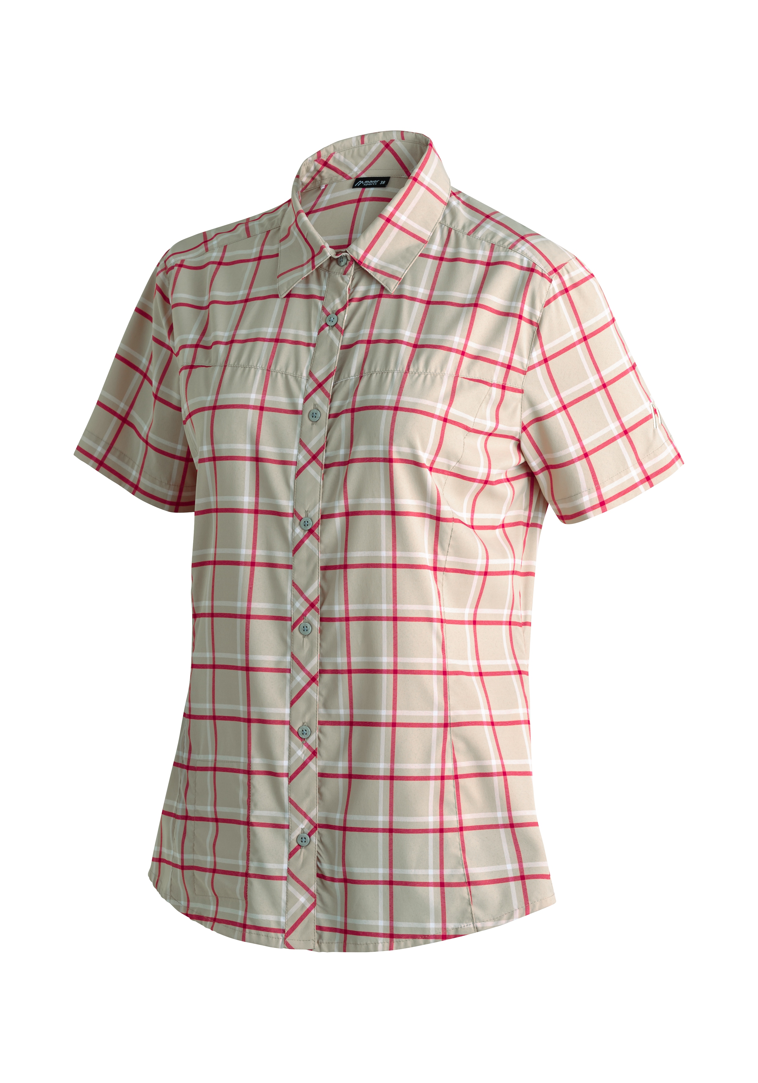 Maier Sports Funktionsbluse "Kendra S/S W" Damen Bluse, leichte Kurzarmbluse, Blusen-Shirt, Karobluse, Reg Fit