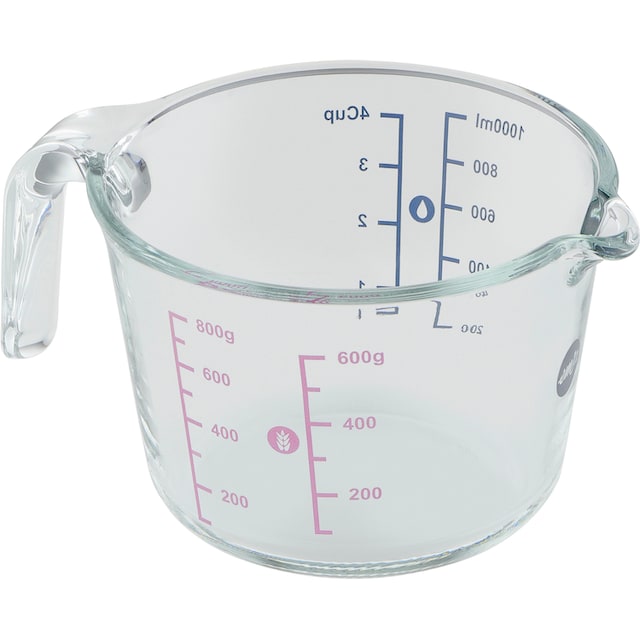 Emsa Messbecher »K32361 Prep&Bake«, Glas, (1), doppelte Skalierung f. feste  & flüssige Zutaten, Ausgießlippe, 1 L kaufen | BAUR