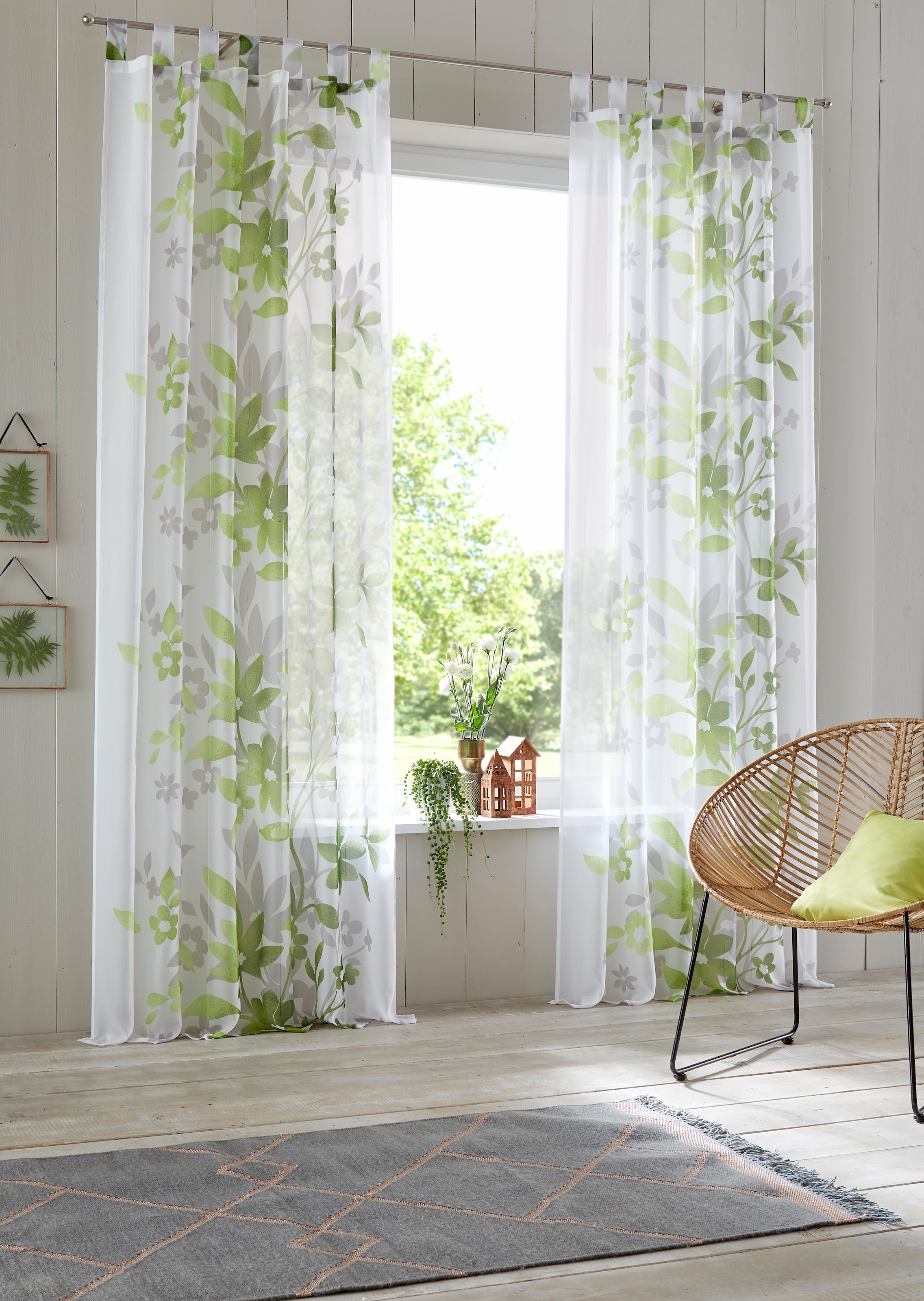 Home affaire Gardine »Ina«, (2 St.), transparent, einseitig bedruckt, Voile  | BAUR