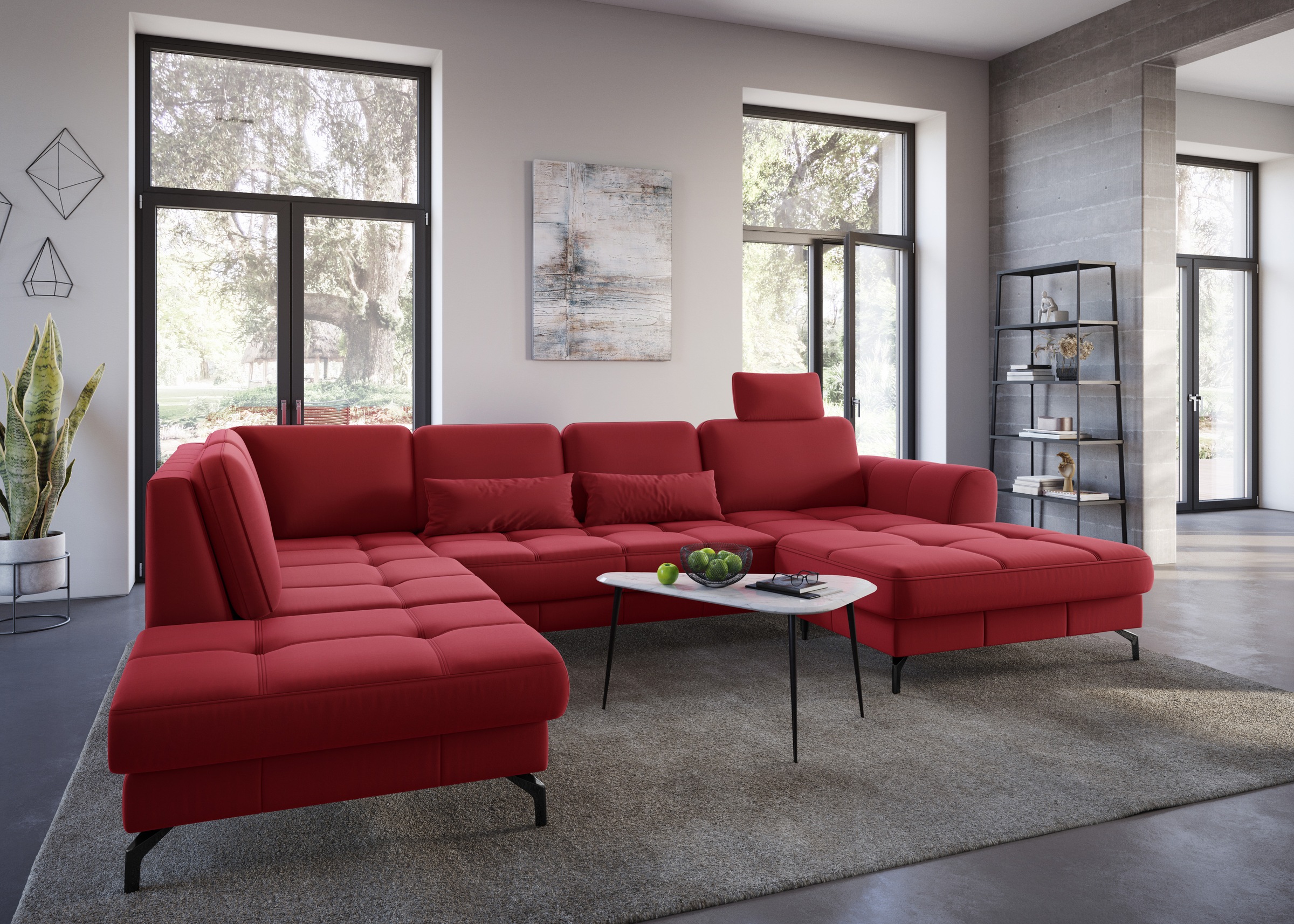sit&more Wohnlandschaft »Bendigo U-Form«, inklusive Sitztiefenverstellung, Bodenfreiheit 12 cm, in 2 Fußfarben