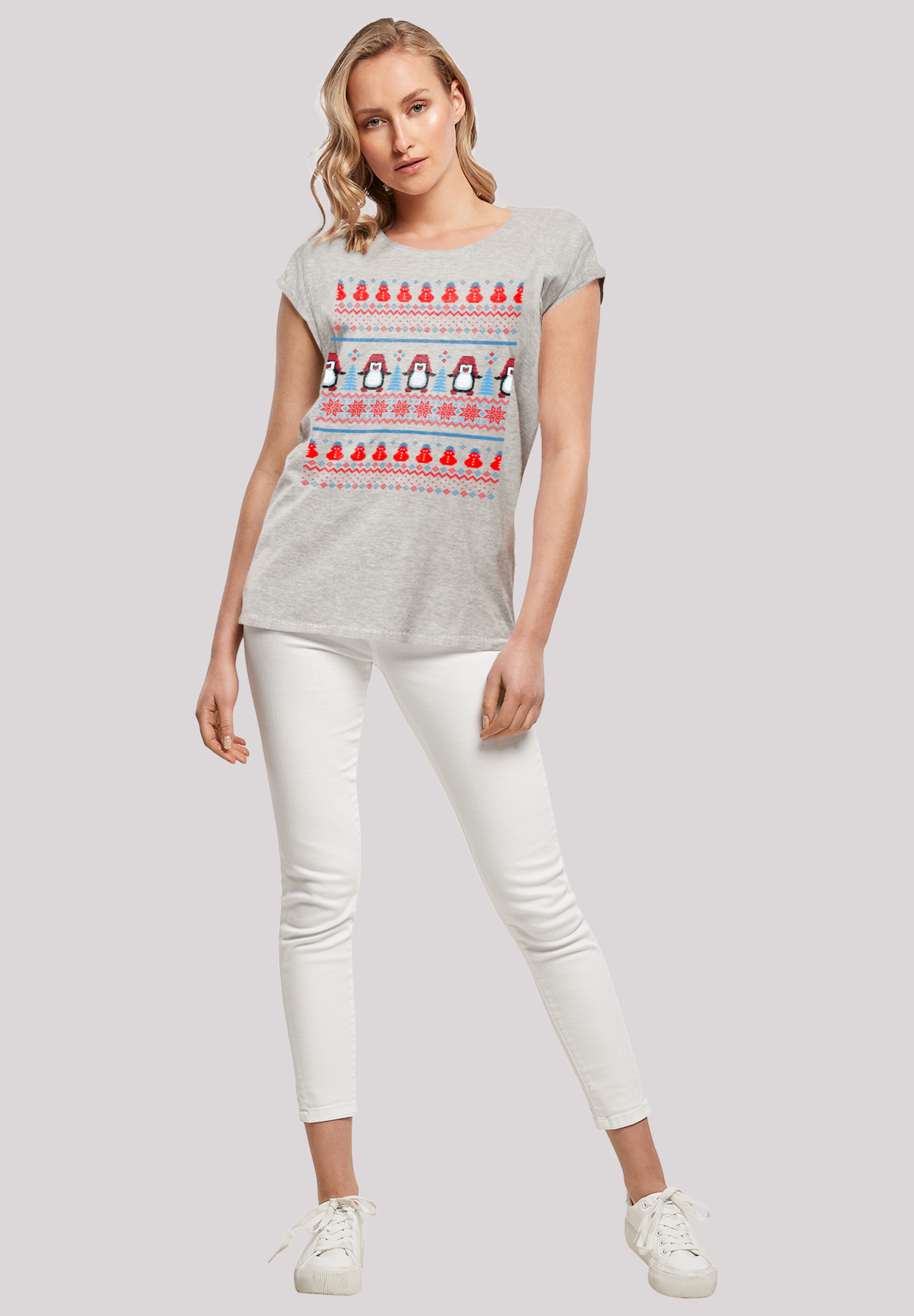 F4NT4STIC T-Shirt »Christmas Pinguin Muster«, Print