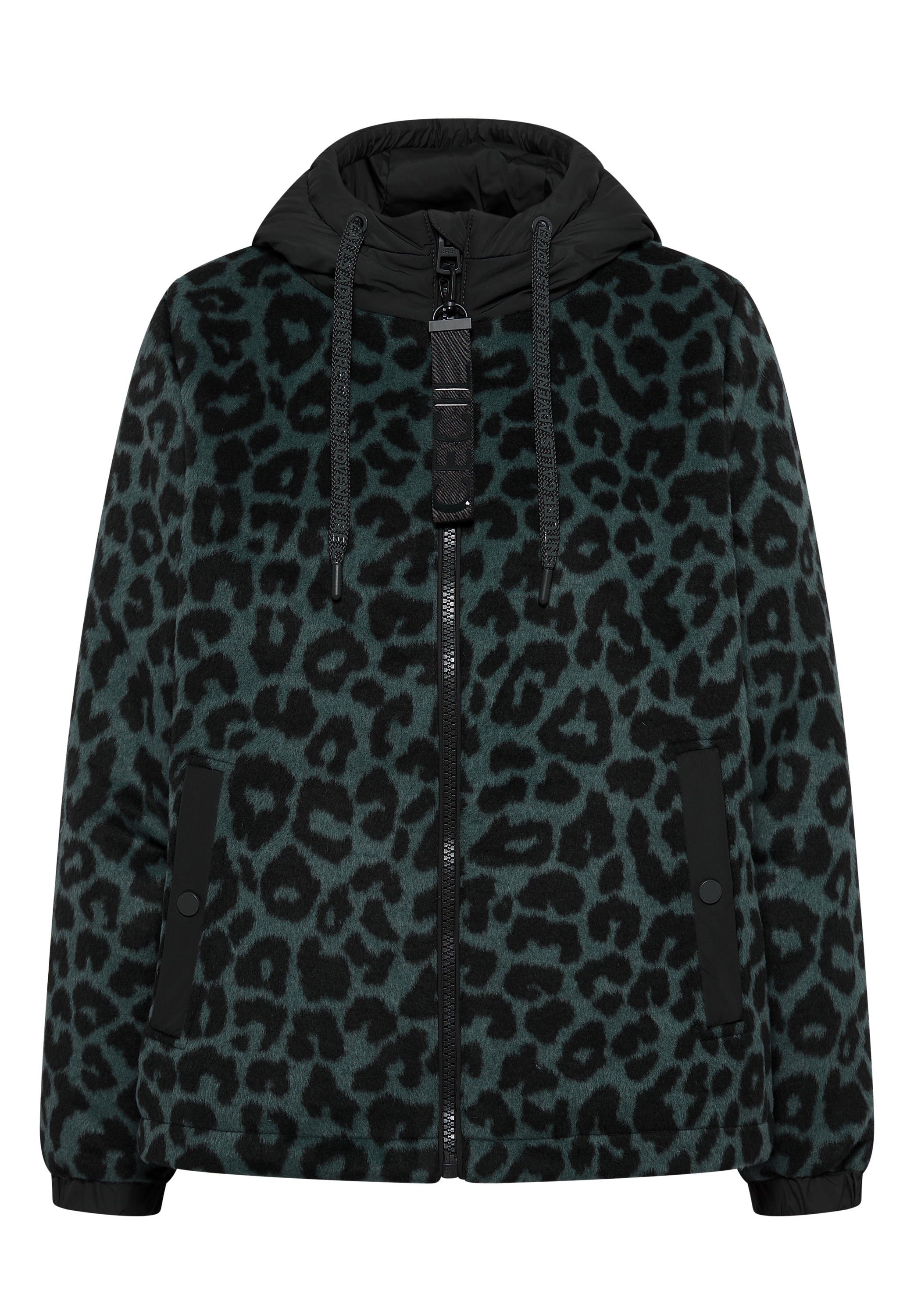 Cecil Fellimitatjacke mit Kapuze mit Leomuster