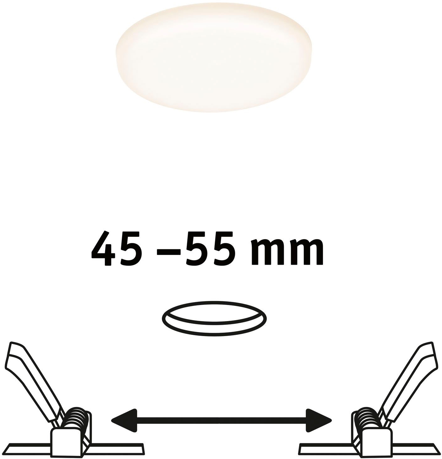 Paulmann LED Einbauleuchte »LED Einbaupanel Veluna VariFit IP44 rund, 3.000K Satin« 1 Stk. Warmweiß LED Einbaupanel Veluna VariFit IP44 rund, 3.000K Satin
