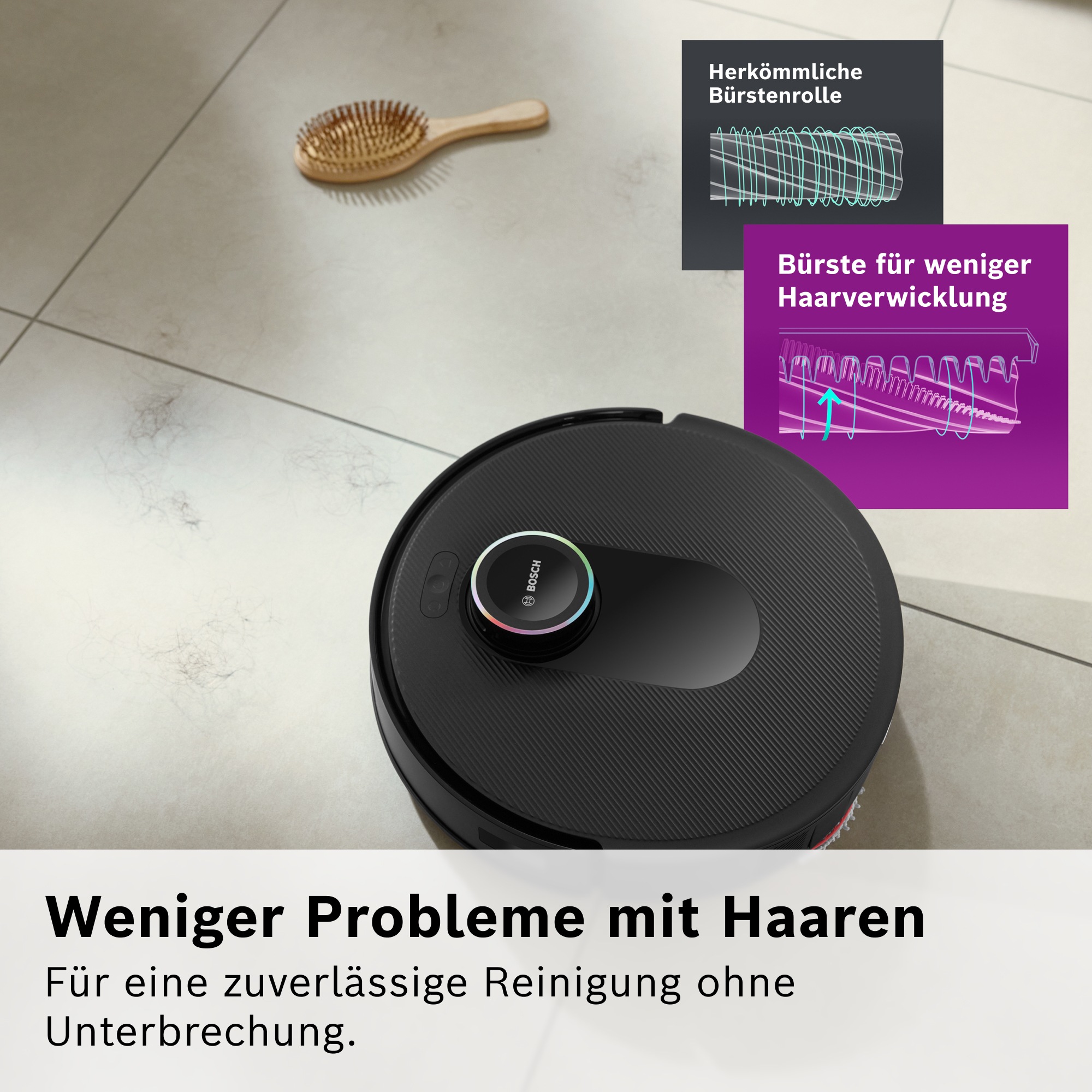 BOSCH Saugroboter »Spotless Max Cam BCRDW3BX, rotierende Wischpads, 70°C Selbstreinigung«, Datensicherheit, 11.000 Pa Saugkraft, Absaugstation, Kamera