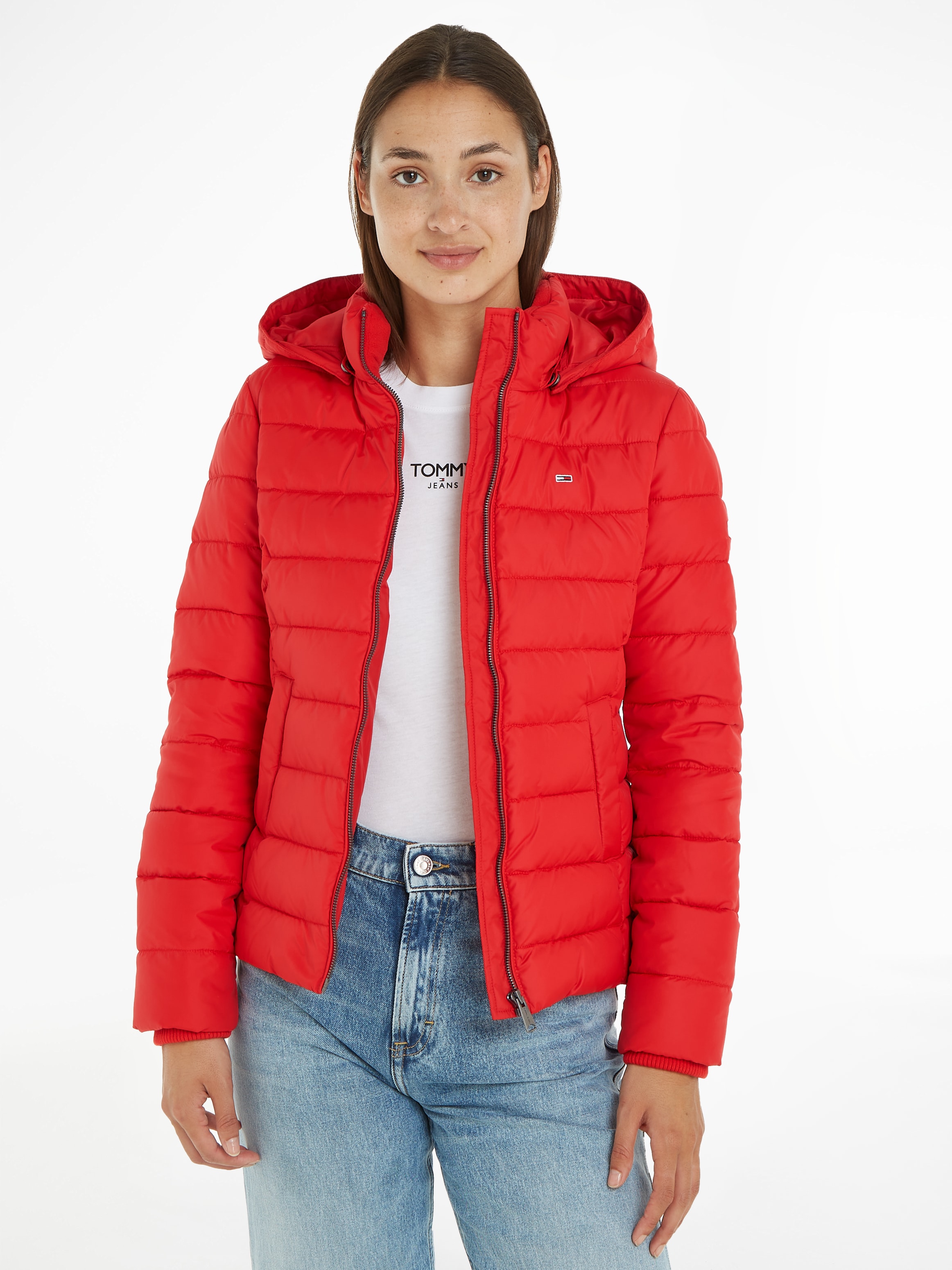 Tommy Jeans Steppjacke "TJW BASIC HOODED JACKET", mit Kapuze, mit Aufhänger am Kragen