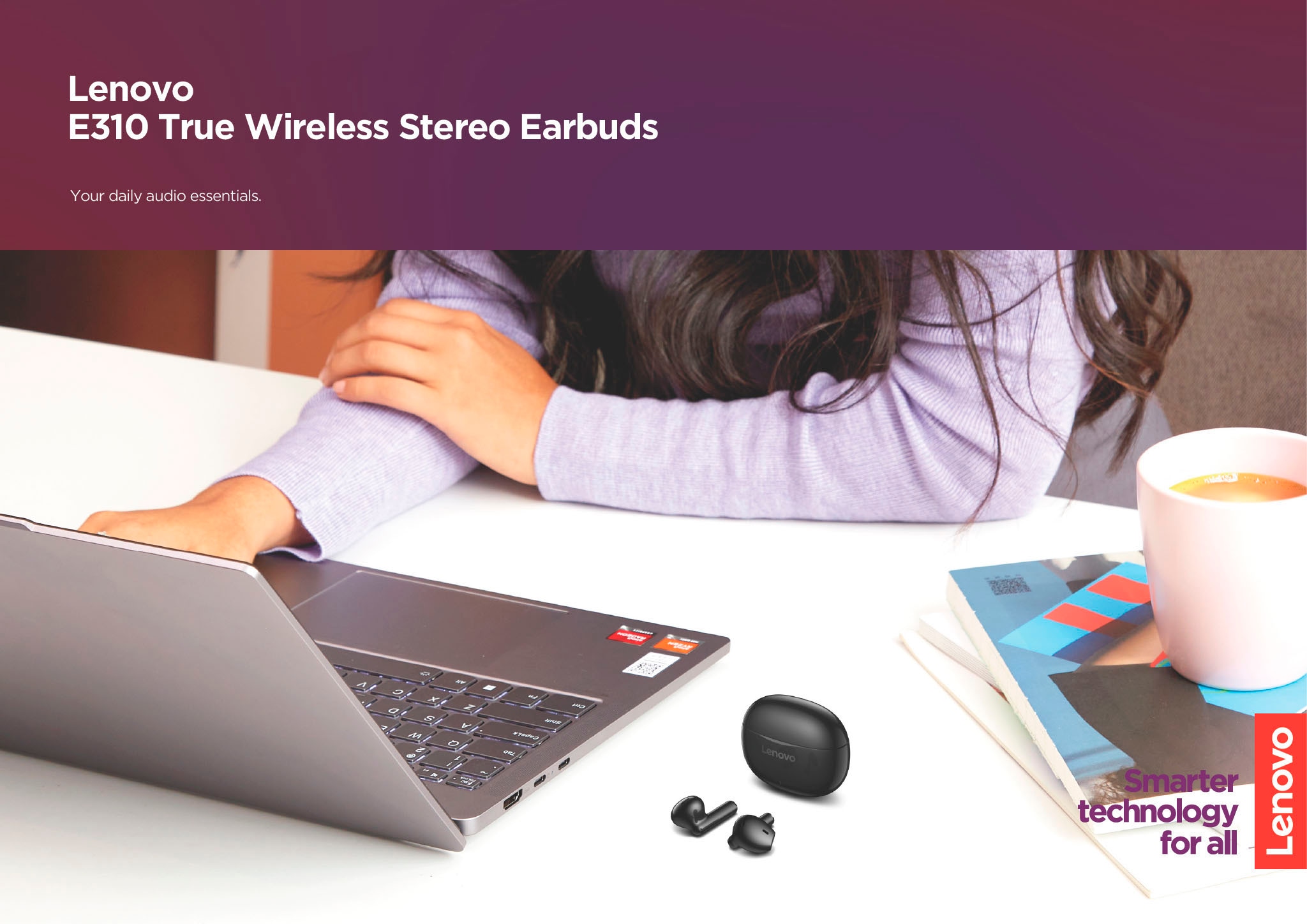 Lenovo In-Ear-Kopfhörer »E310 True Wireless Earbuds«, Bluetooth, Echo Noise Cancellation (ENC)-True Wireless