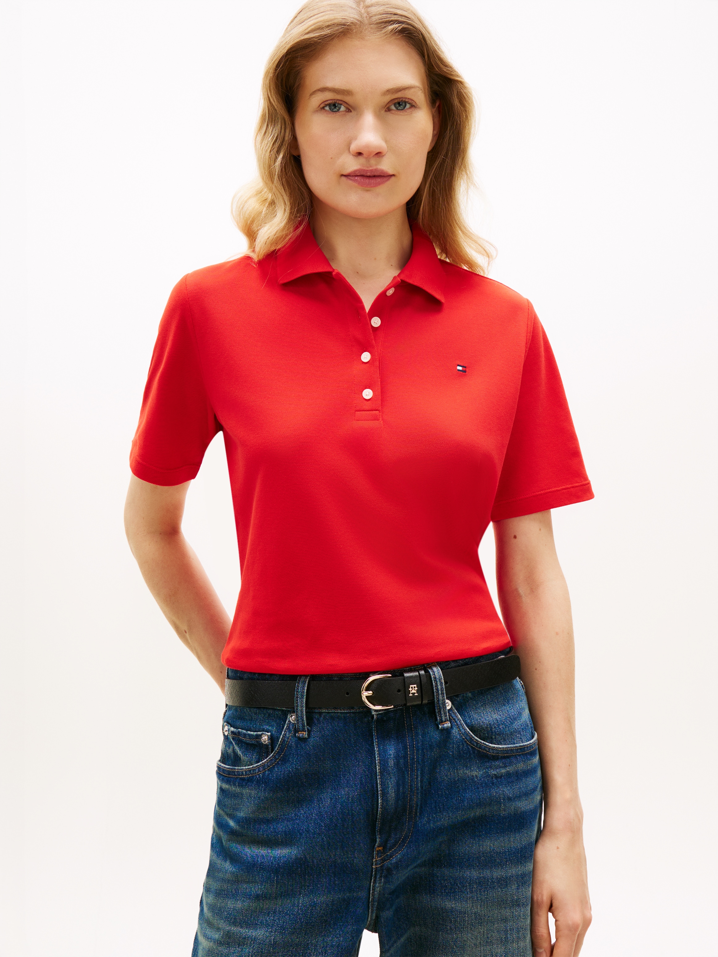 Tommy Hilfiger Poloshirt "1985 Regular Fit Pique Premium Polo" Logo-Sticker günstig online kaufen