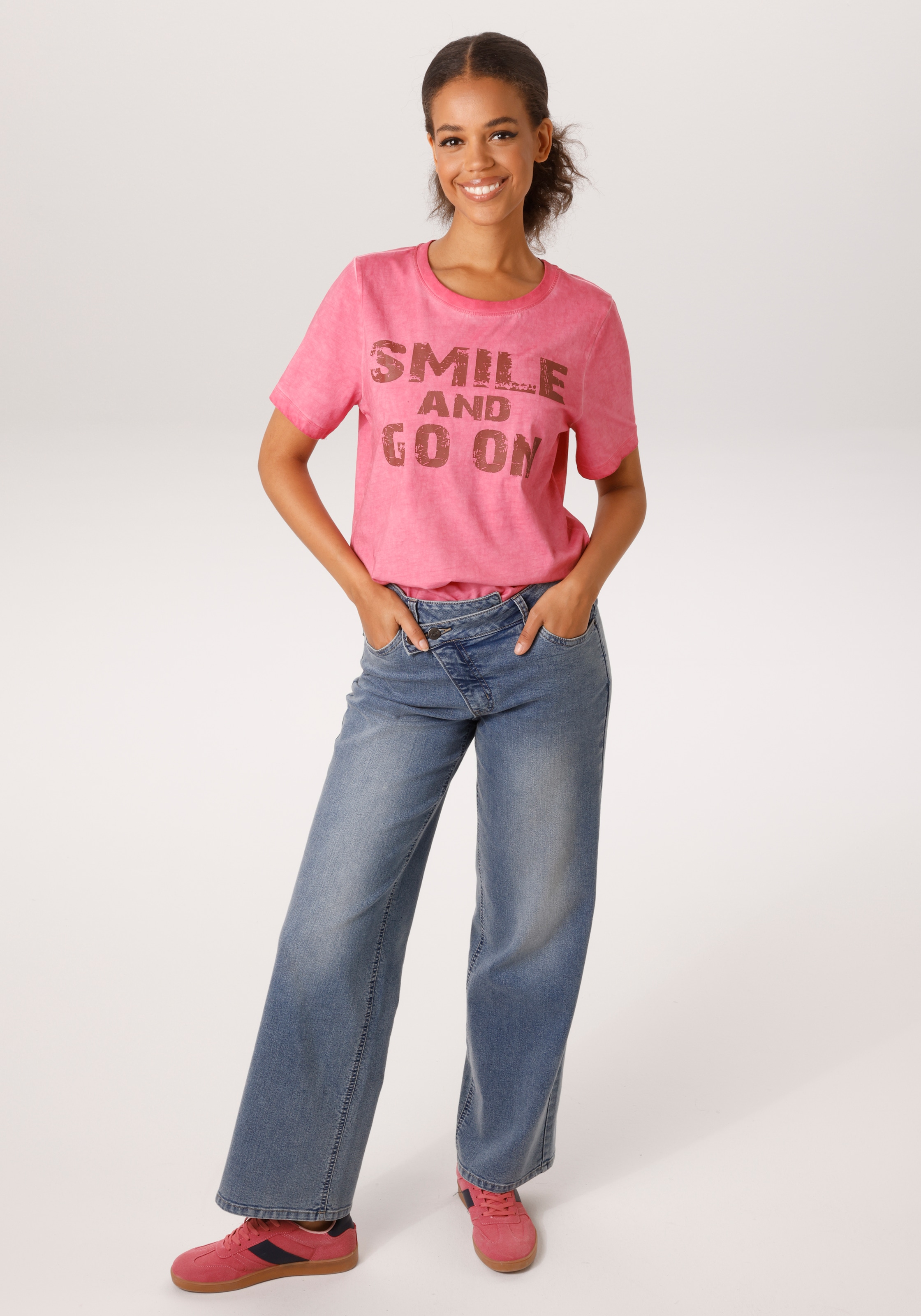 Aniston CASUAL T-Shirt in trendiger Oil-dyed-Waschung - NEUE KOLLEKTION