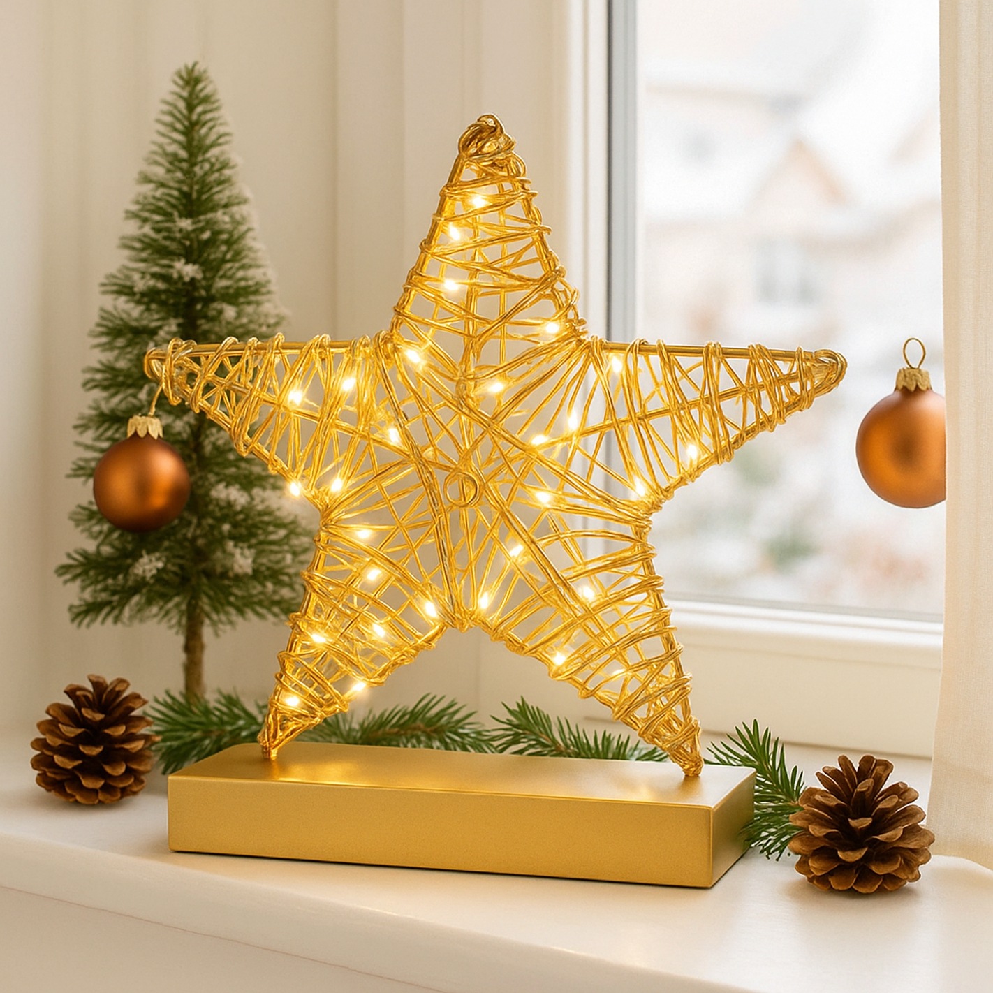 I.GE.A. LED-Dekofigur "LED-Dekoobjekt Stern" Metall Gold warmweiß Timer Bat günstig online kaufen