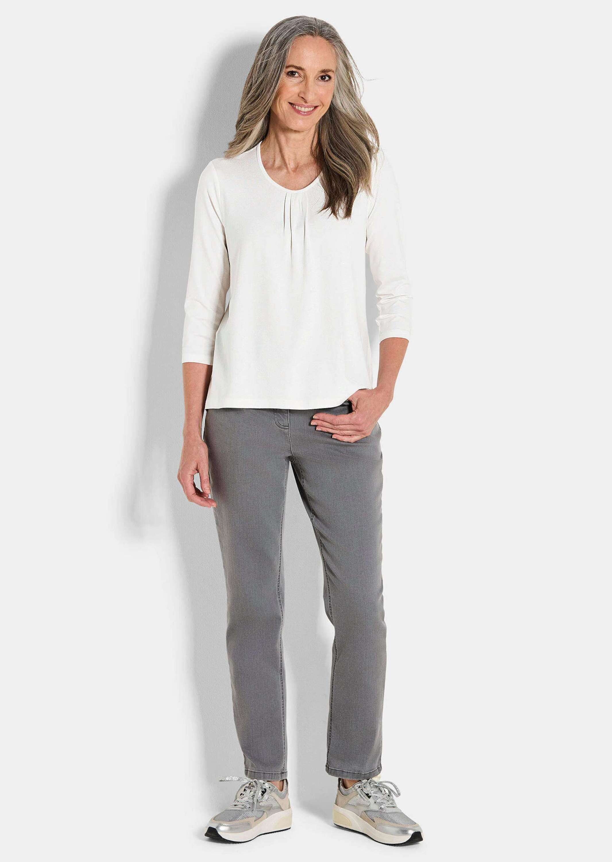 GOLDNER Kurzarmshirt "Kurzgröße Viskose-Oberteil mit Halbarm" günstig online kaufen