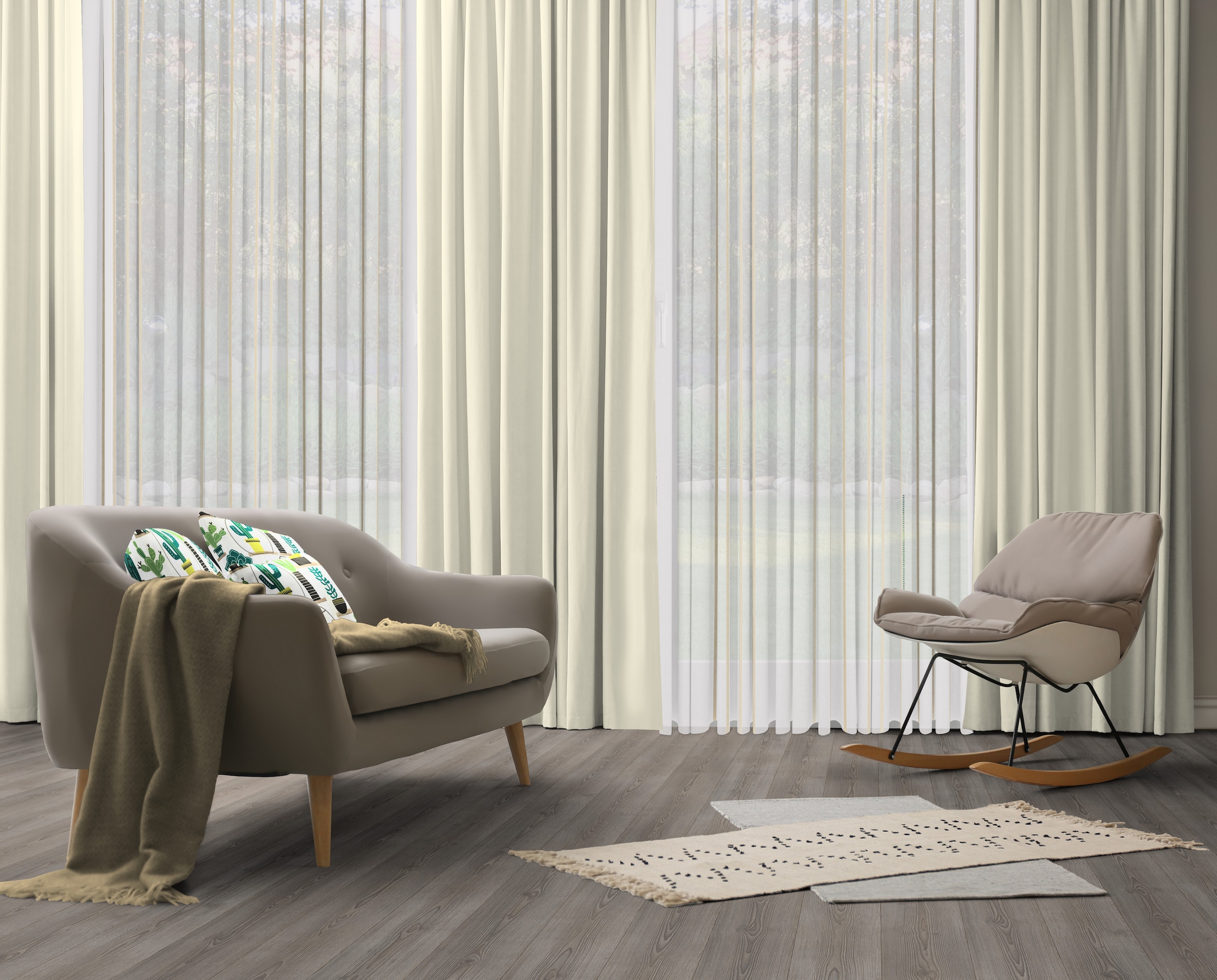 Vorhang WIRTH, B:142cm H:375cm, beige, Polyester, Wohnzimmer, Gardinen, "Dim out", nach Maß