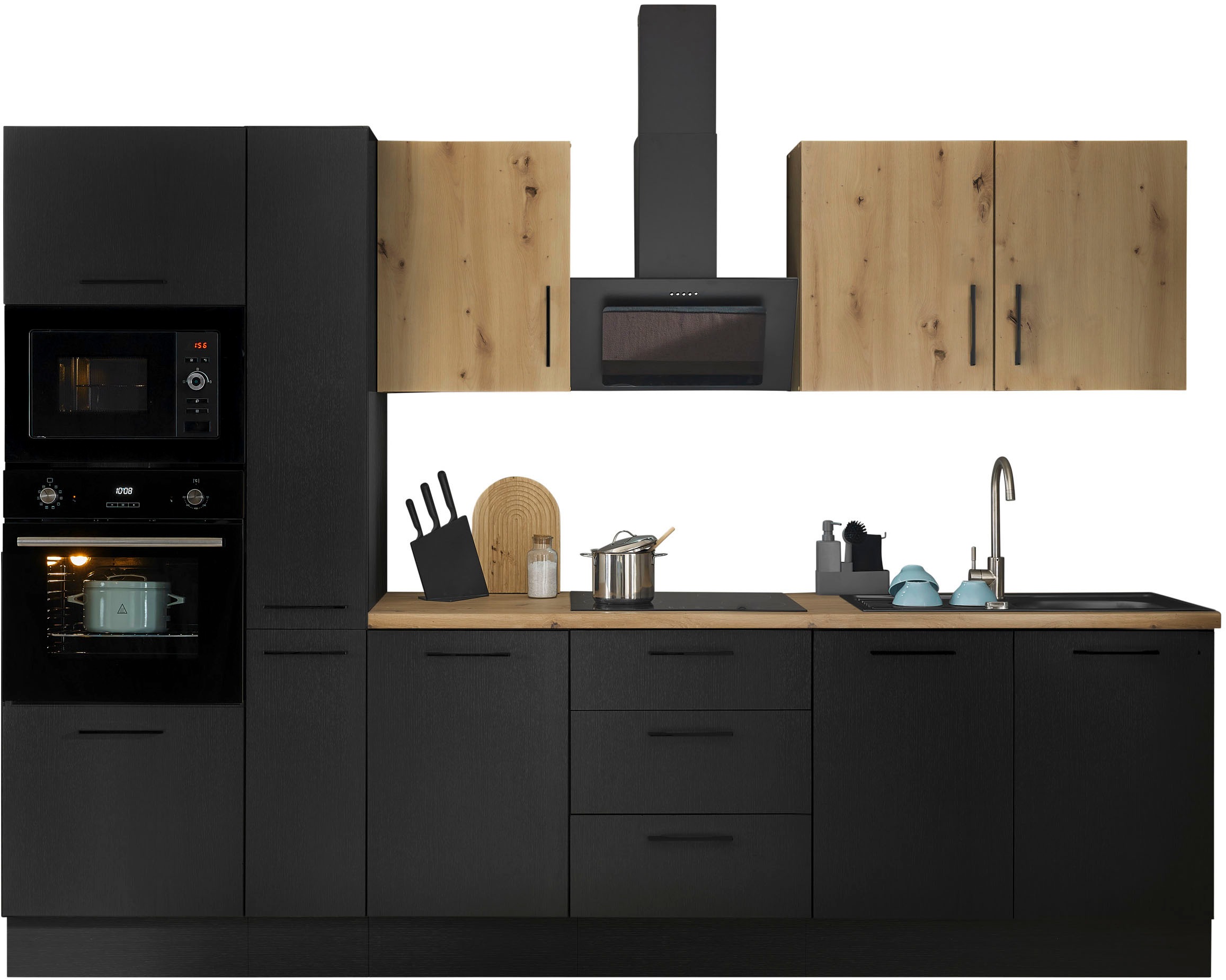 BASIC by Balculina Küchenzeile »Turin«, Breite 300 cm, wahlweise mit E-Geräten