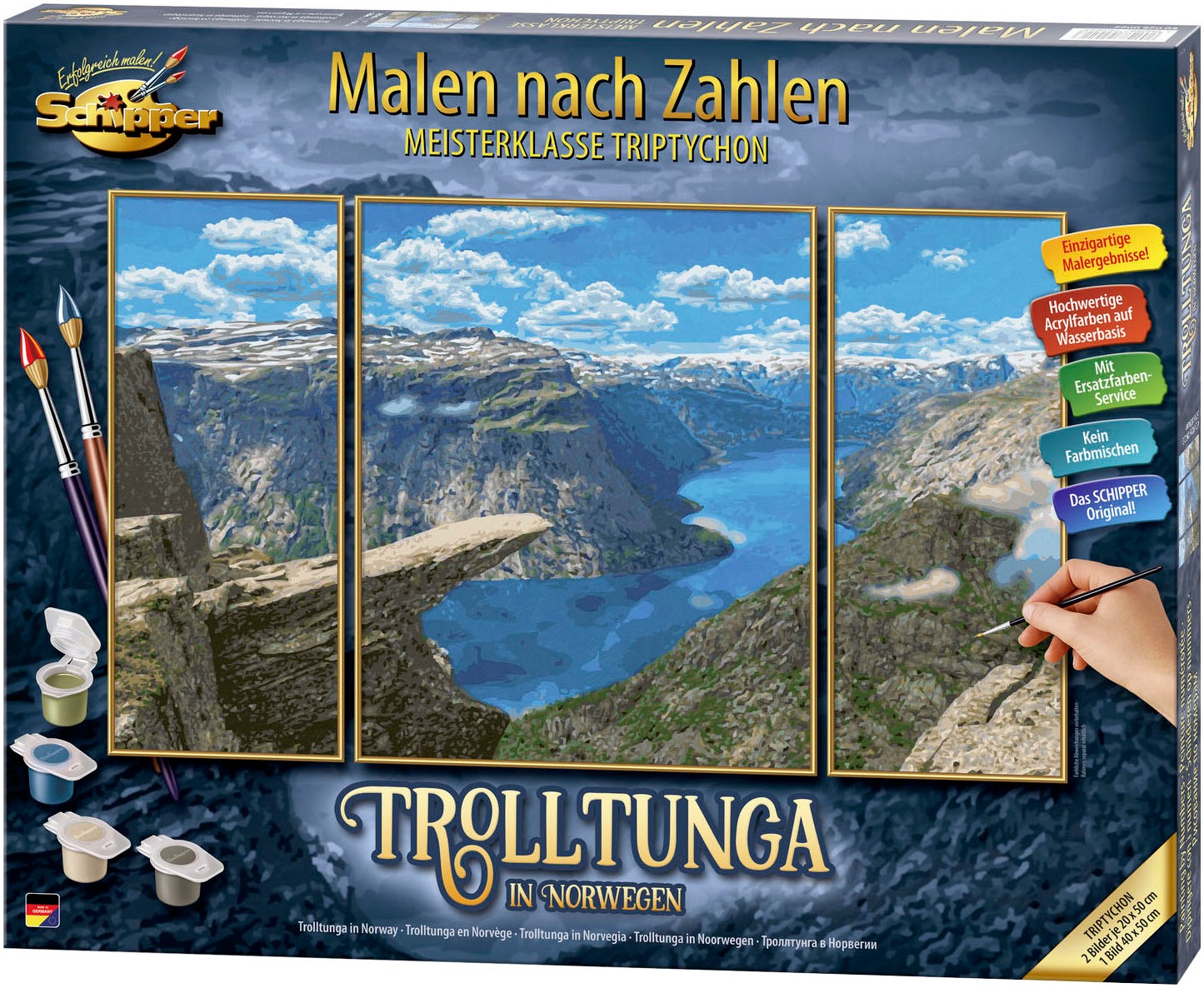 Schipper Malen nach Zahlen »Meisterklasse Triptychon, Trolltunga in Norwegen«, Made in Germany