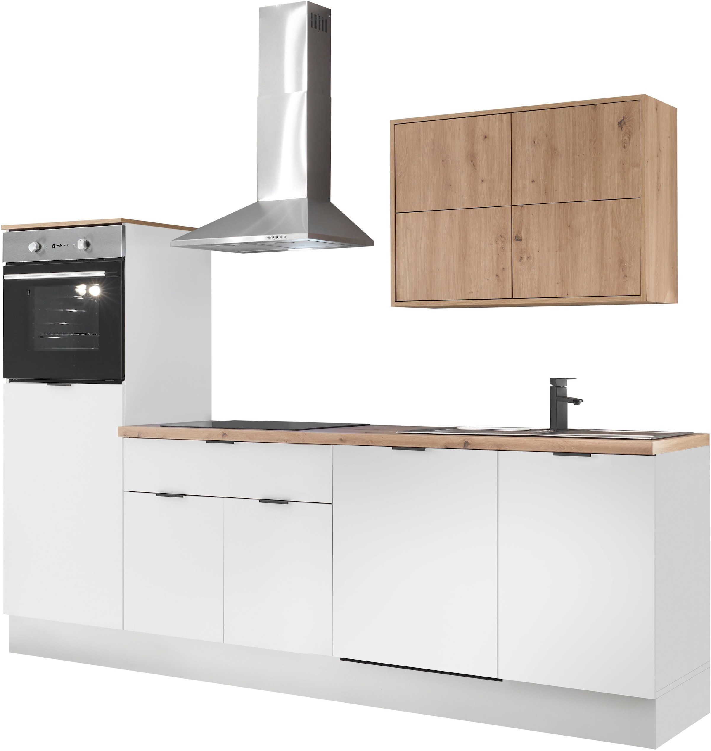 KOCHSTATION Küchenzeile »KS-Georgia, mit 38mm starker Arbeitsplatte«, Breite 260 cm, wahlweise mit E-Geräten und Kühlschrank
