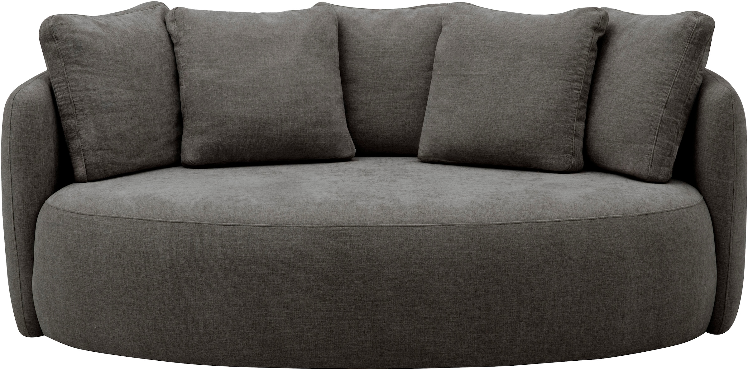 OTTO products 2,5-Sitzer »Kaarl, rundes Loungesofa, Sofa mit Kissen, perfekt gepolstert« Webstoff, in fünf Farben, zeitloses Design, inkl. 5 Rückenkissen