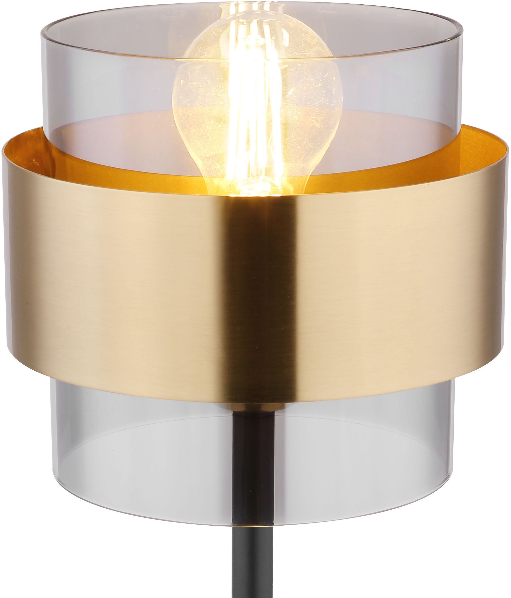 GLOBO LIGHTING Tischleuchte »MILLEY«, Leuchtmittel E27 | ohne Leuchtmittel, Tischlampe/Metall/Glas/Messingring/Schlafzimmer/Wohnzimmer