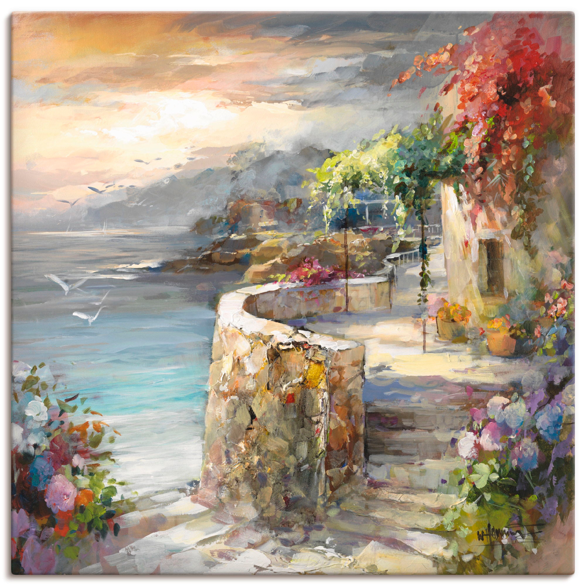 Artland Leinwandbild "Möwen und Sonnenuntergang" Gewässer 1 Stk. tlg. als L günstig online kaufen