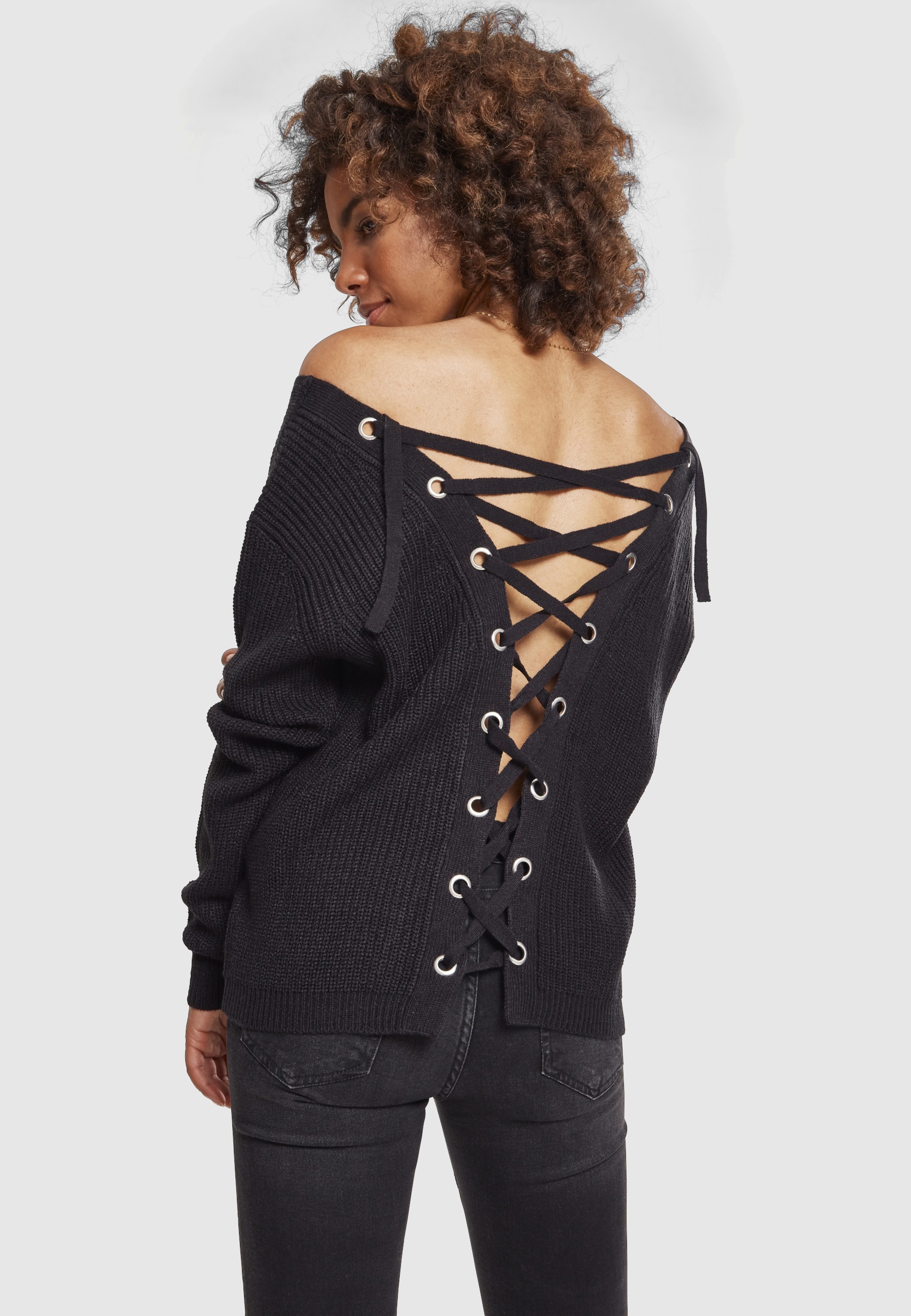 URBAN CLASSICS Sweatshirt »Urban Classics Damen Ladies Back Lace Up Sweater«, 1 Stk.
