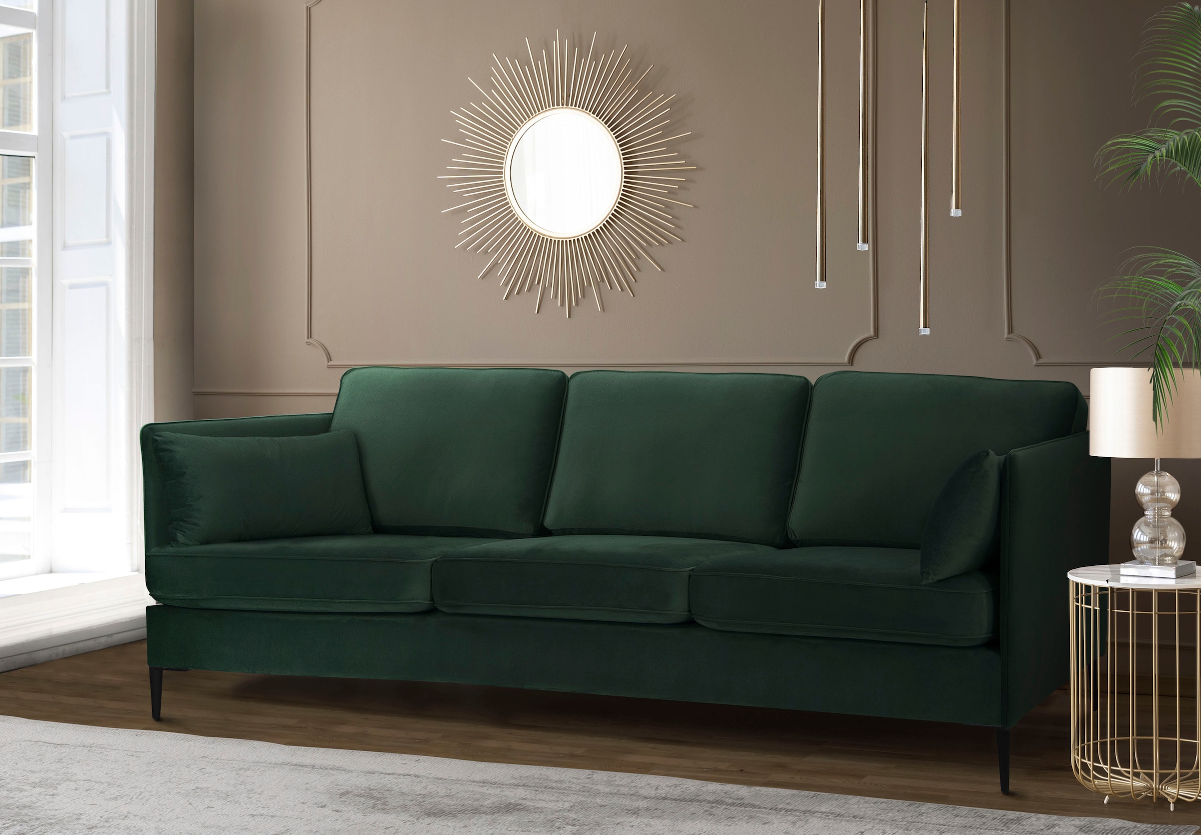 Home affaire 3-Sitzer "Light" inklusive loser Zierkissen, mit schmalen Arml günstig online kaufen