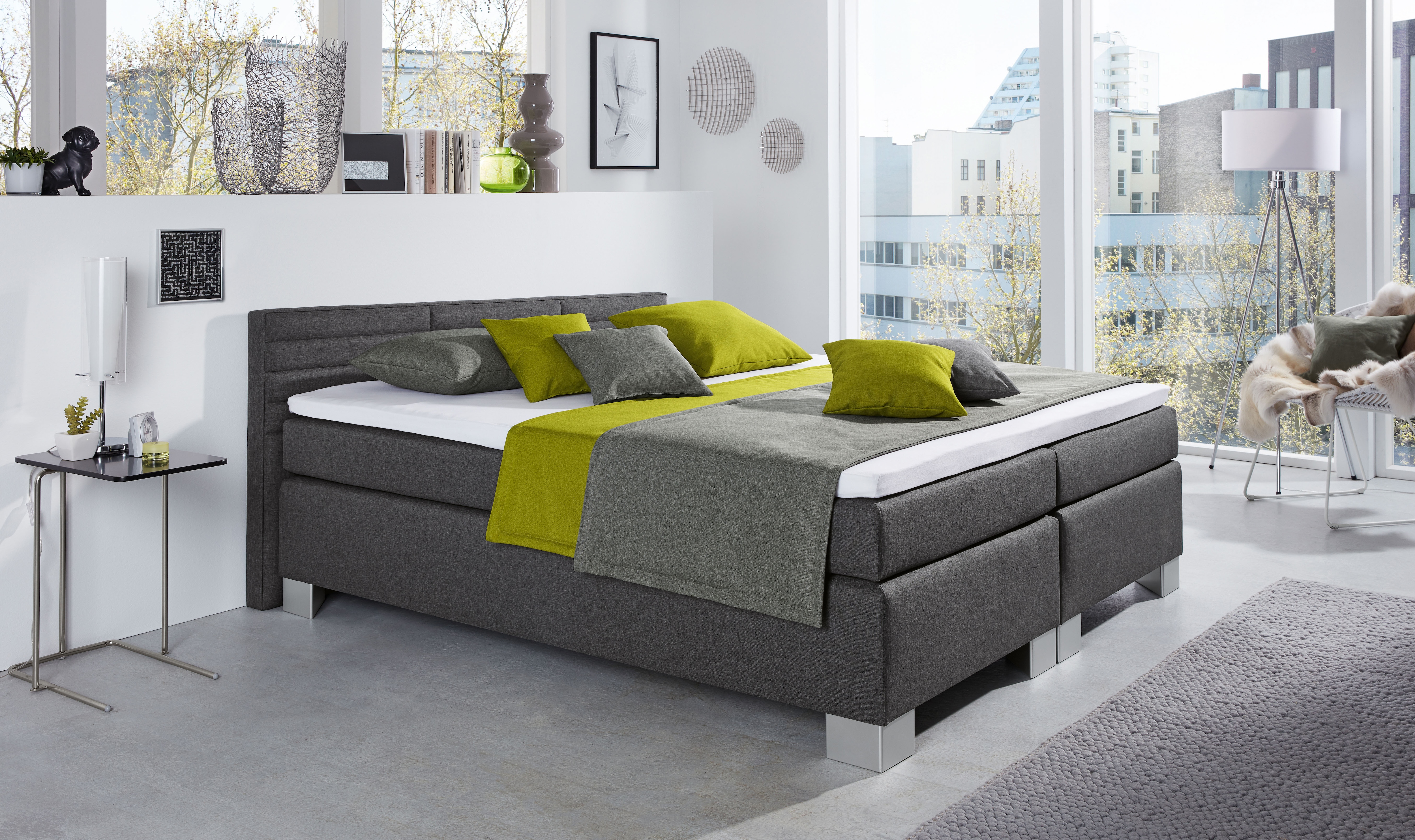 hapo Boxspringbett "ATLANTA mit niedrigem Kopfteil" Topper separat erhältlich, erhältlich in verschiedenen Breiten, Farben & Matratzenarten