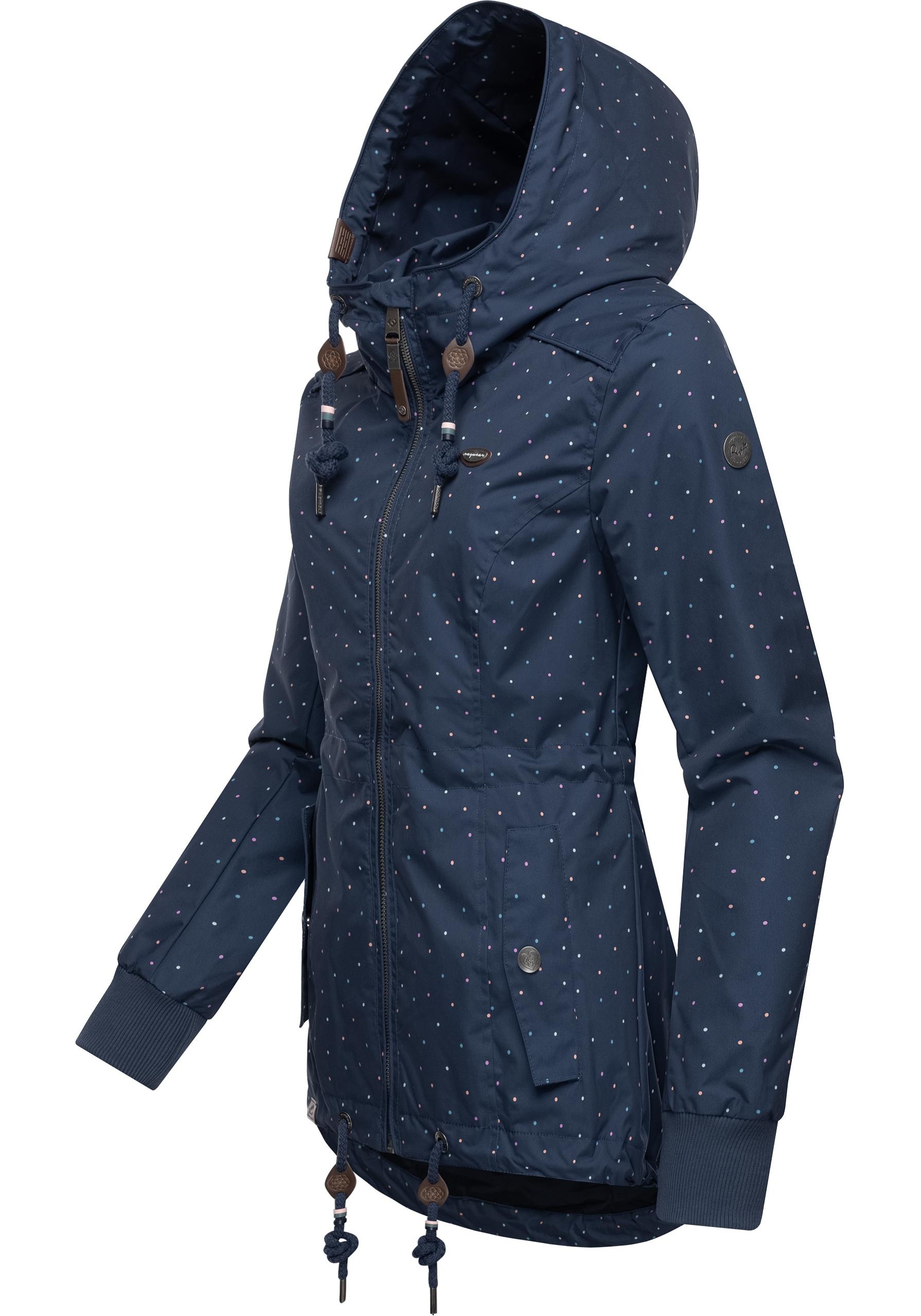 Ragwear Outdoorjacke »Danka Dots«, mit Kapuze, stylische Übergangsjacke mit großer Kapuze