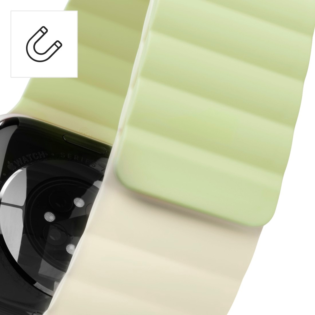 Hama Wechselarmband »Apple Watch Armband mit Magnetverschluss, für Display 42/44/45/49 mm«, Einheitsgröße, nicht klebrig, Silikon-Look