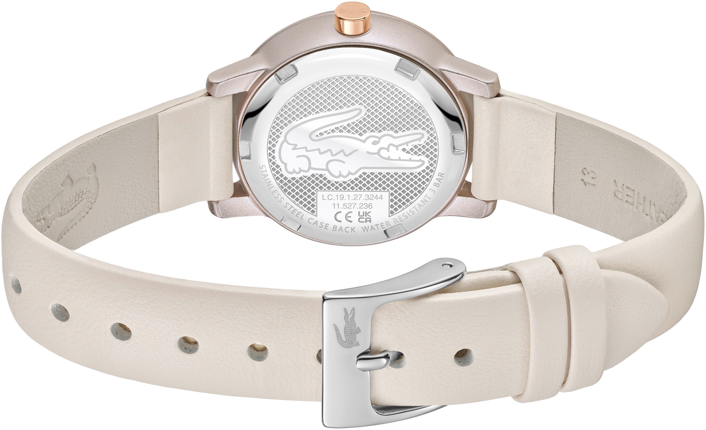 Lacoste Quarzuhr »LACOSTE 12.12 SWIFT«, Armbanduhr, Damenuhr, Lederarmband, analog