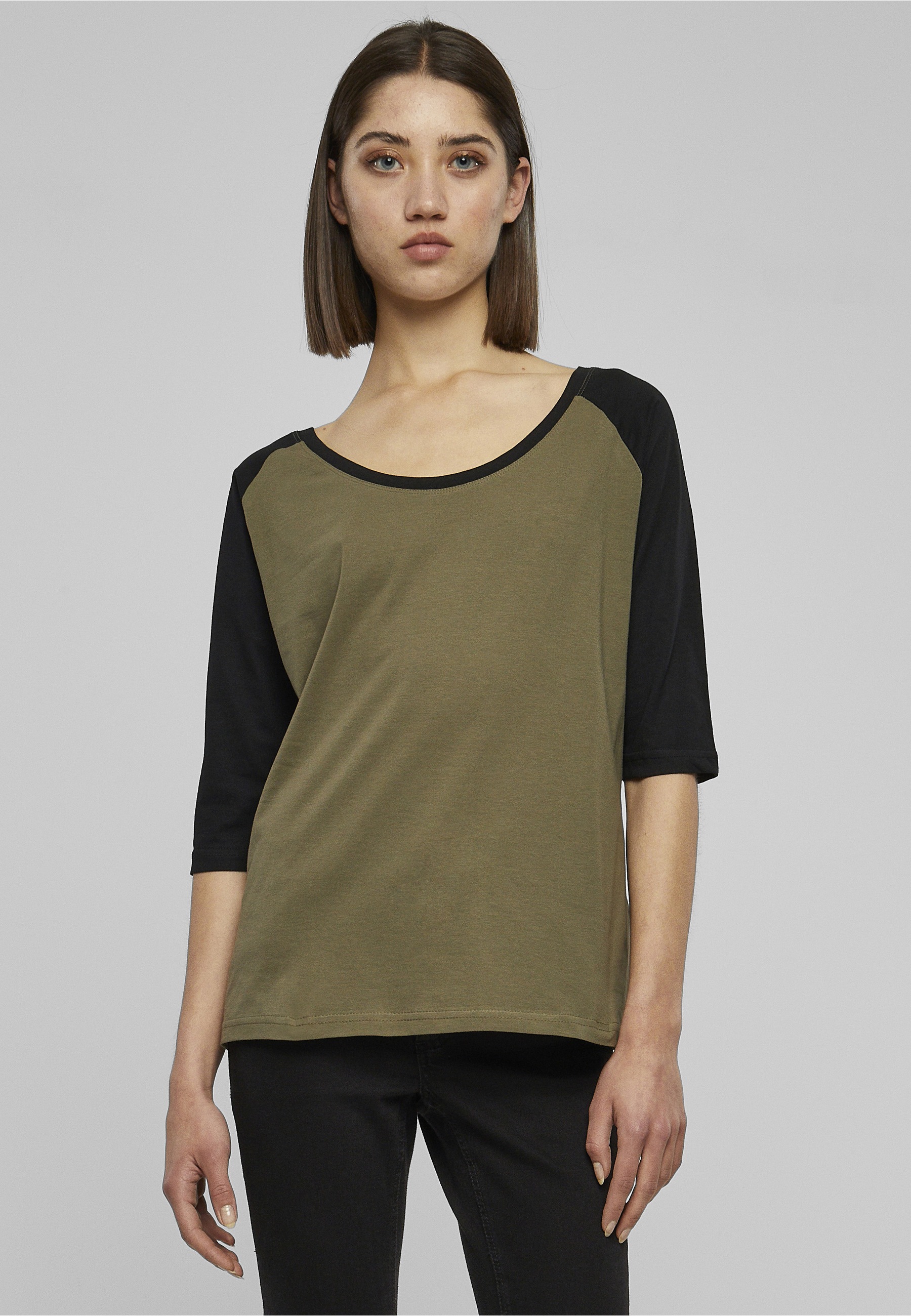 URBAN CLASSICS Kurzarmshirt »Urban Classics Damen Ladies 3/4 Contrast Raglan Tee« 1 Stk.