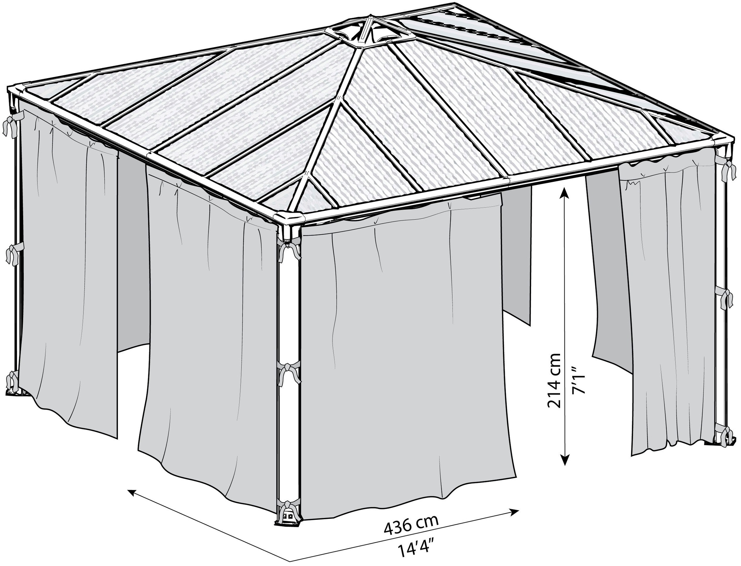 Palram - Canopia Pavillonseitenteil, Insektenschutznetz 217 x 436cm